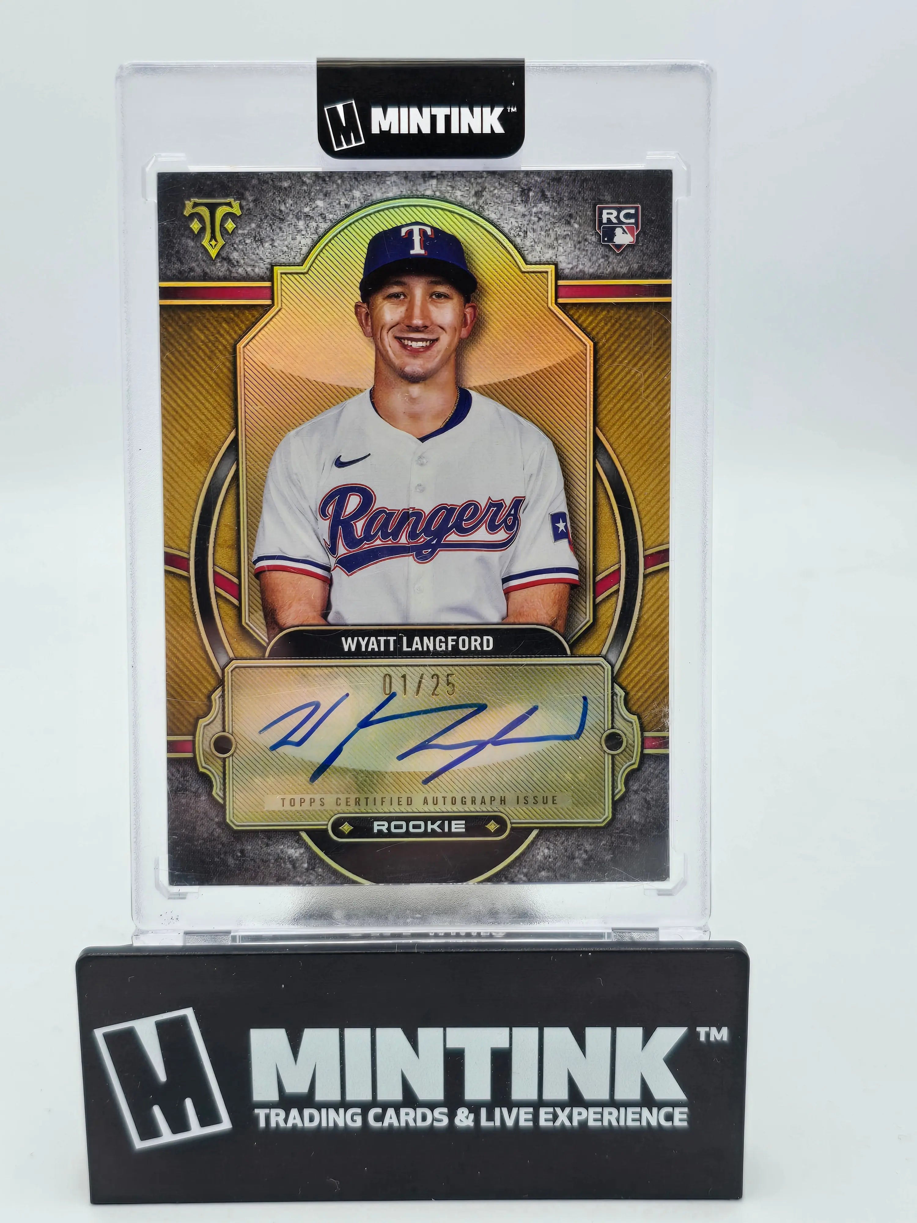2024 Topps Triple Threads Baseball Wyatt Langford RC Rookie Auto 1/25 - Rare Collectible Card for Baseball Fans & Sports Memorabilia Collectors - Perfect for Display, Trading, and Investment