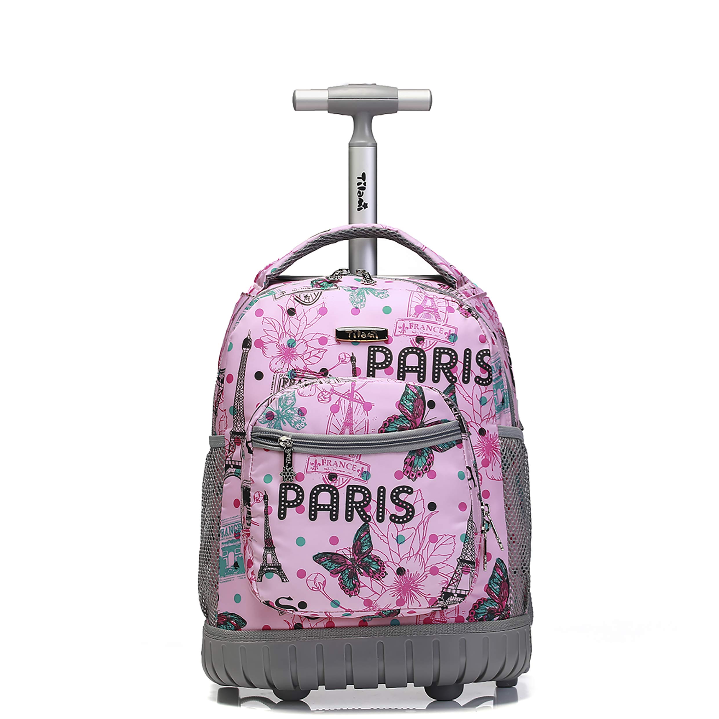 Tilami 16 Inch Rolling Backpack for School, College & Travel - Lightweight Carry-On Backpack with Wheels for Boys & Girls - Perfect for Airplane, Commuting & Campus Use