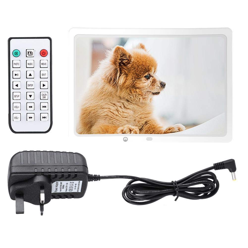 15.4 Inch Digital Photo Frame HD - Smart Motion Sensor Electric Picture Frame with Remote Control, 1280x800 Resolution, 100-240VAC 50/60Hz, 32GB SD Card Included (White) - Perfect for Home Decor, Living Room, Bedroom & Office Display