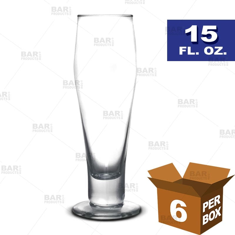 BarConic® 15 oz Footed Ale Beer Glass Set of 6 - Perfect for Craft Beer, Home Brewing, and Pub-Style Entertaining