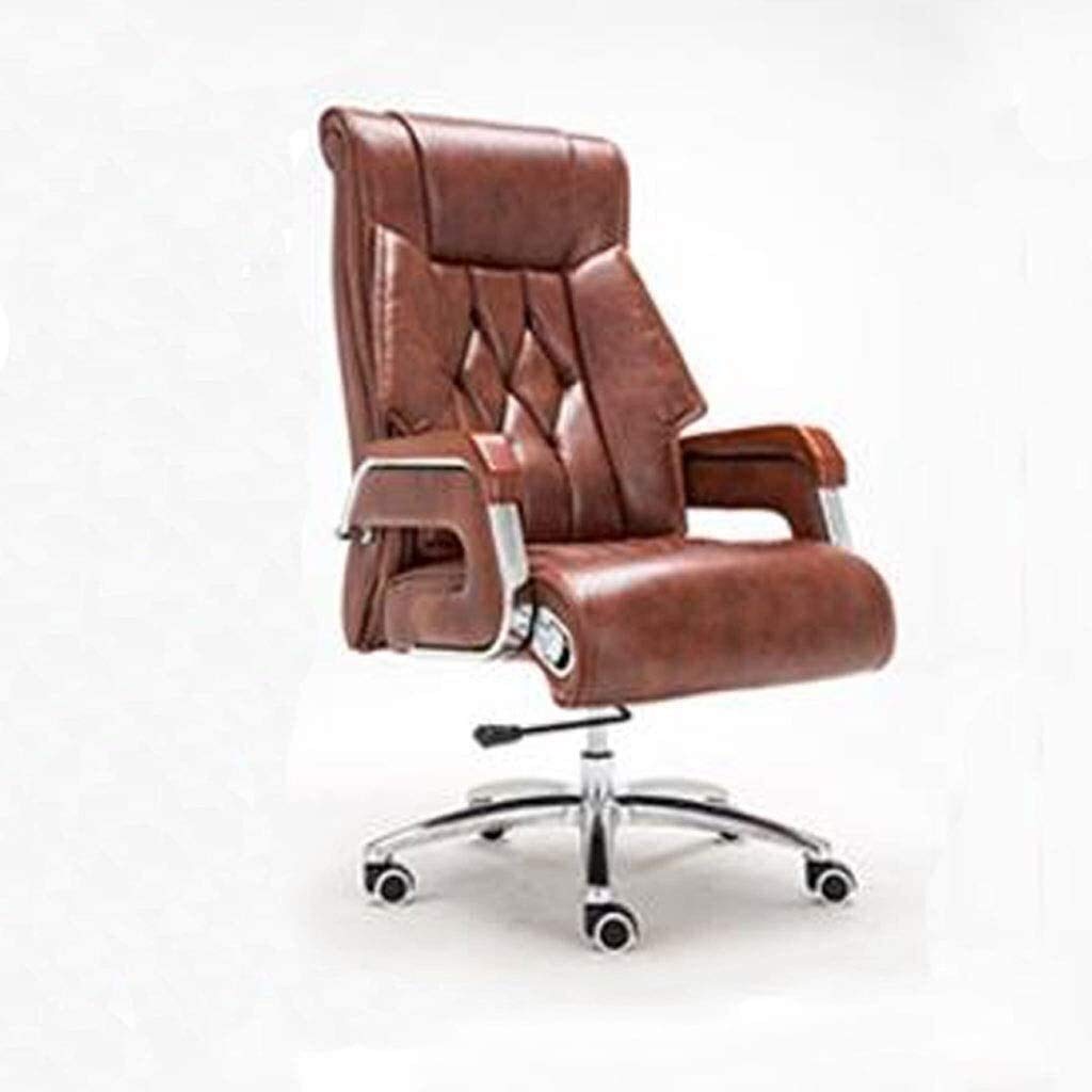 Ergonomic Executive Swivel Office Chair with Adjustable Height, Armrests & Lumbar Support - Reclining Leather Computer Desk Chair for Home & Study (Brown) - Perfect for Long Work Hours, Gaming & Remote Work
