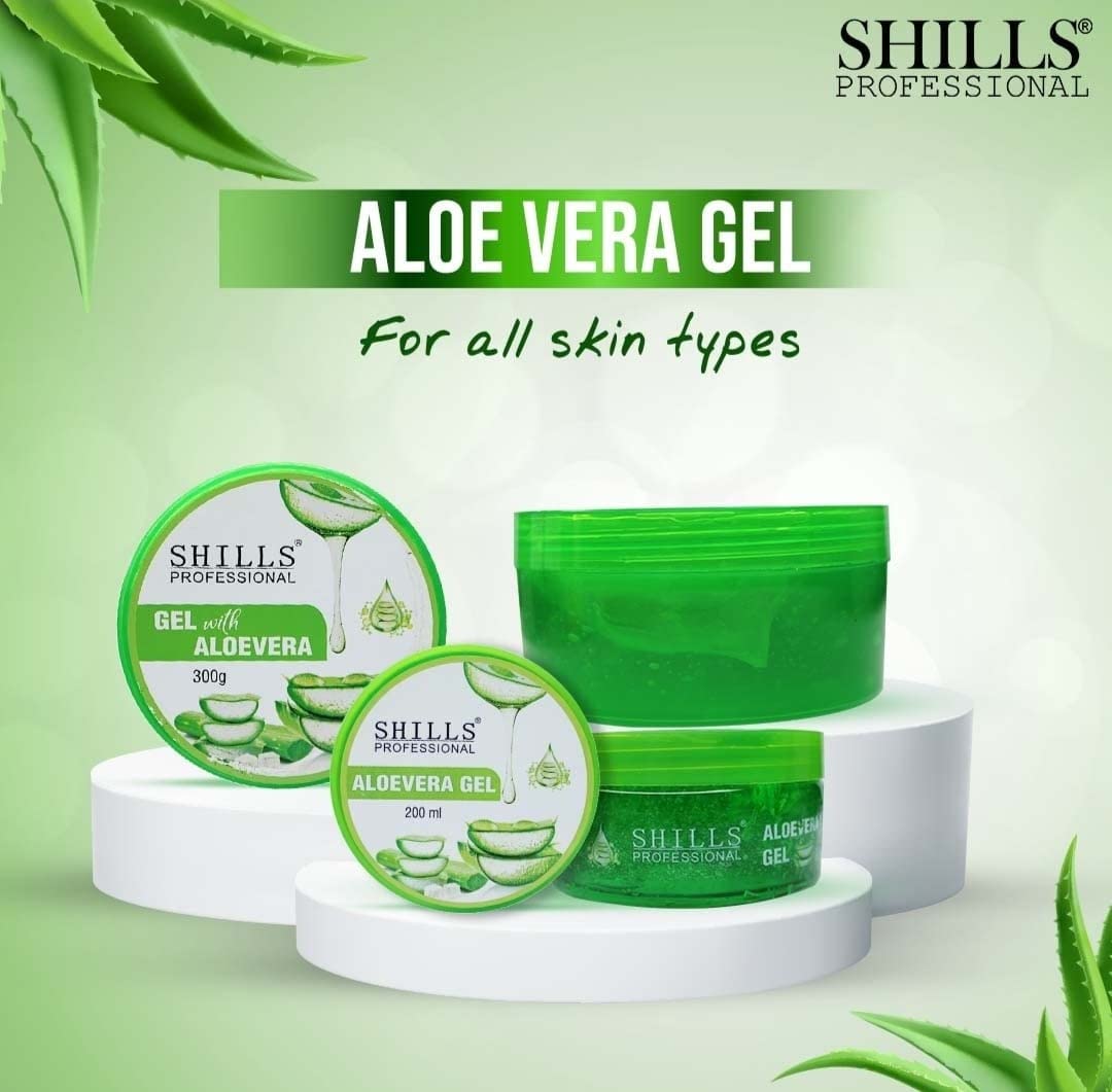 Shills Professional Aloe Vera Gel for Face & Body - 99% Pure Natural Soothing Moisturizer for Sunburn, Acne, Dry Skin - Best for After Sun Care, Hair Treatment & Skin Hydration