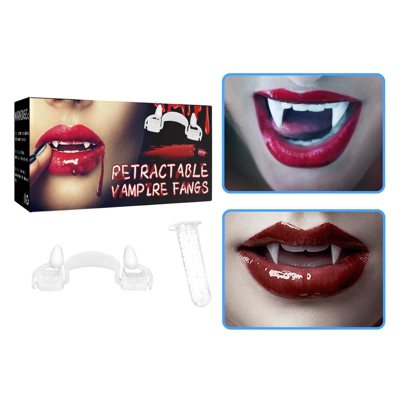 Scary Vampire Fangs Costume - Retractable Fake Teeth for Halloween Party, Cosplay & Dress Up - Perfect for Horror Nights, Themed Events & Trick or Treat (1PC)
