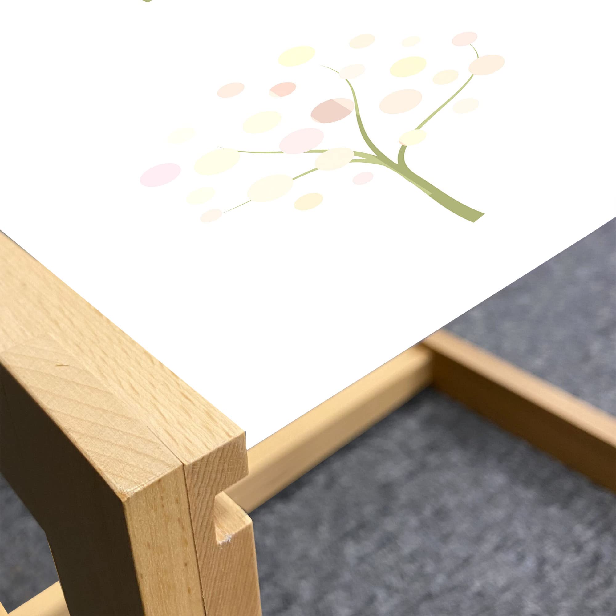 Ambesonne Pastel Coffee Table - Abstract Tree Design with Irregular Rounds, Acrylic Glass Top & Wooden Frame - Modern Center Table for Living Room, Office, Dorm - Large Size in Pale Olive Green - Perfect for Home Decor, Small Spaces & Gift Giving