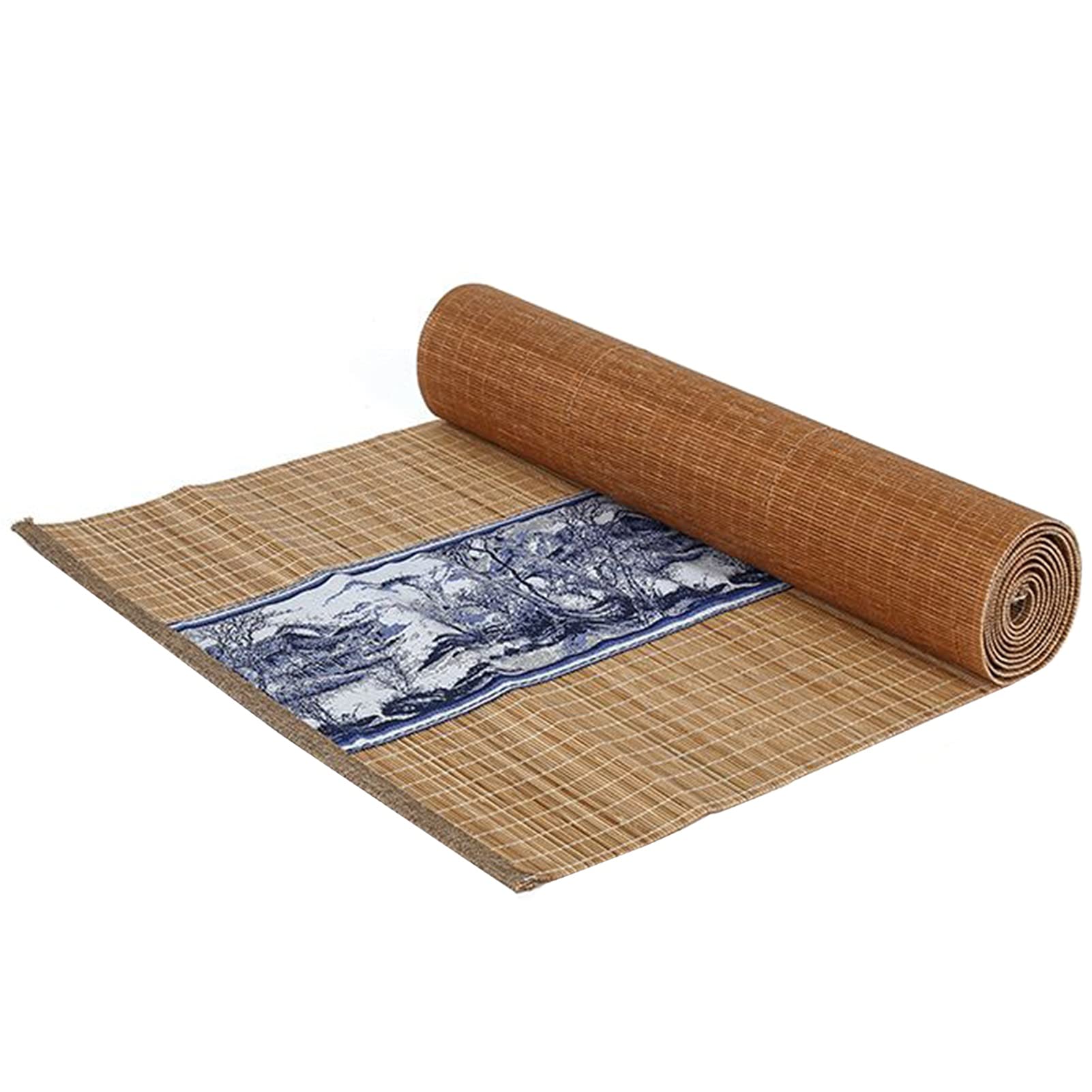 Handmade Bamboo Tea Mat - Japanese Style Roll Up Table Runner with Decorative Pattern, Durable & Eco-Friendly for Thanksgiving, Easter, Fall & Winter Decor (30x420cm/11.8x165.4in) - Perfect for Tea Ceremonies, Dining Table Centerpiece, and Home Decoration