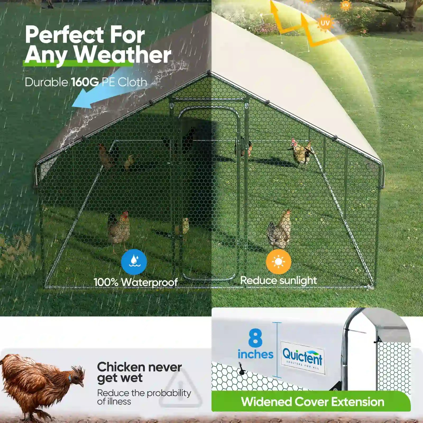 Large Metal Chicken Coop Run - Durable Outdoor Poultry Pen for Hens & Roosters - Perfect for Backyard Farming & Free Range Chicken Keeping