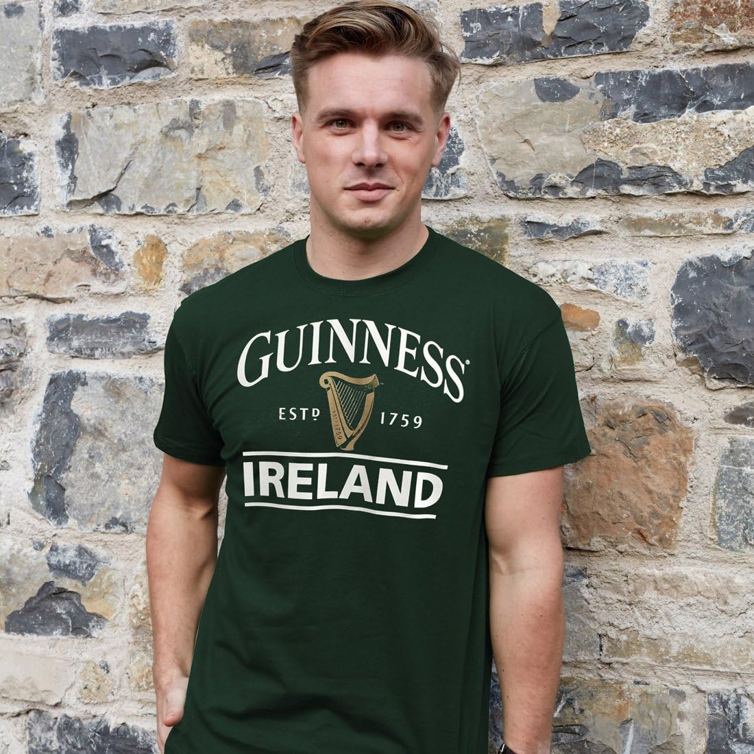 Authentic Guinness Bottle Green Ireland Harp Logo T-Shirt | Irish Pub & St. Patrick's Day Apparel