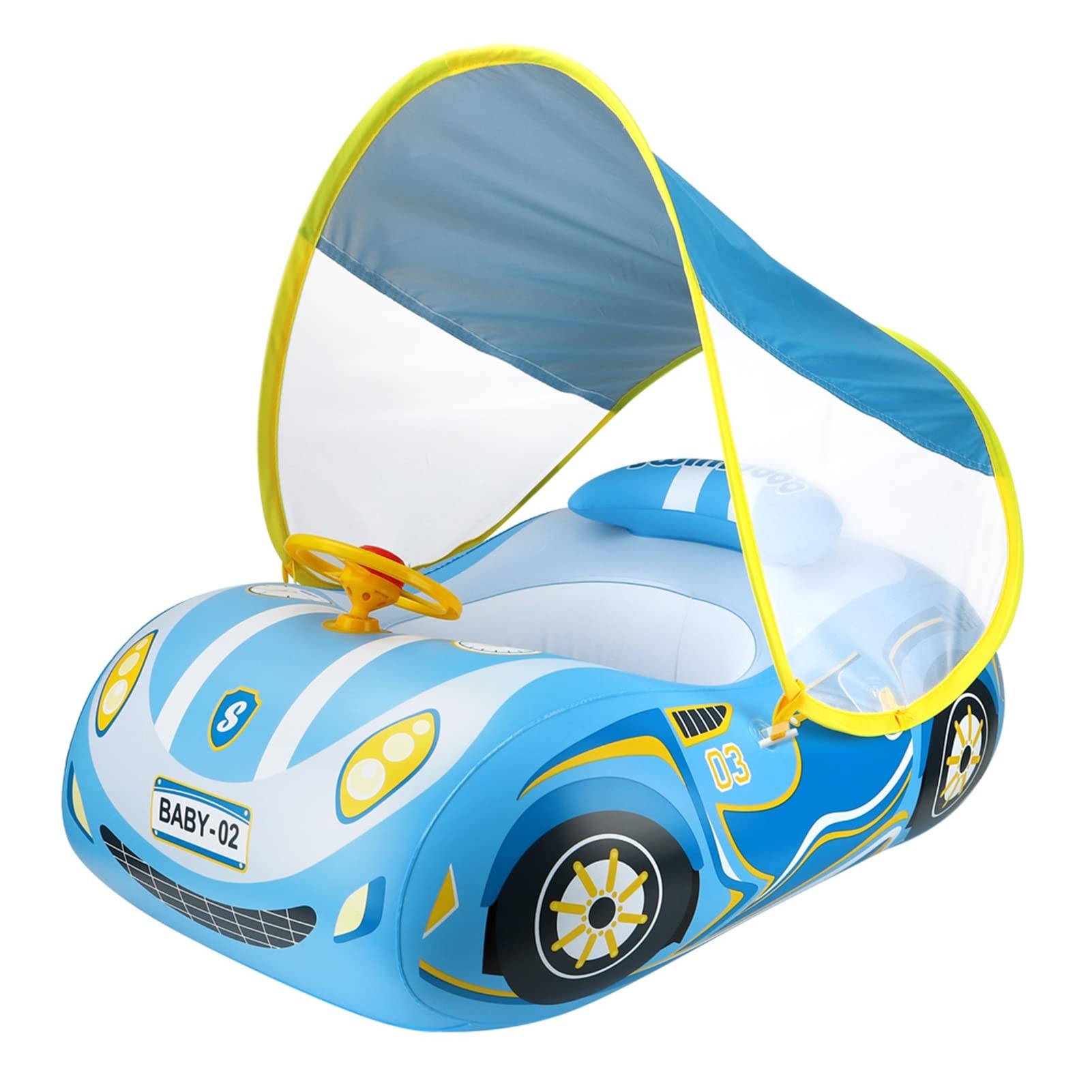 Inflatable Kids Pool Float Ring - NLBN Cool Car Swimming Seat for Toddlers & Infants, Summer Water Toy for Bathing, Boating & Pool Parties (Blue) - Perfect for Backyard Pools, Beach Trips & Family Fun