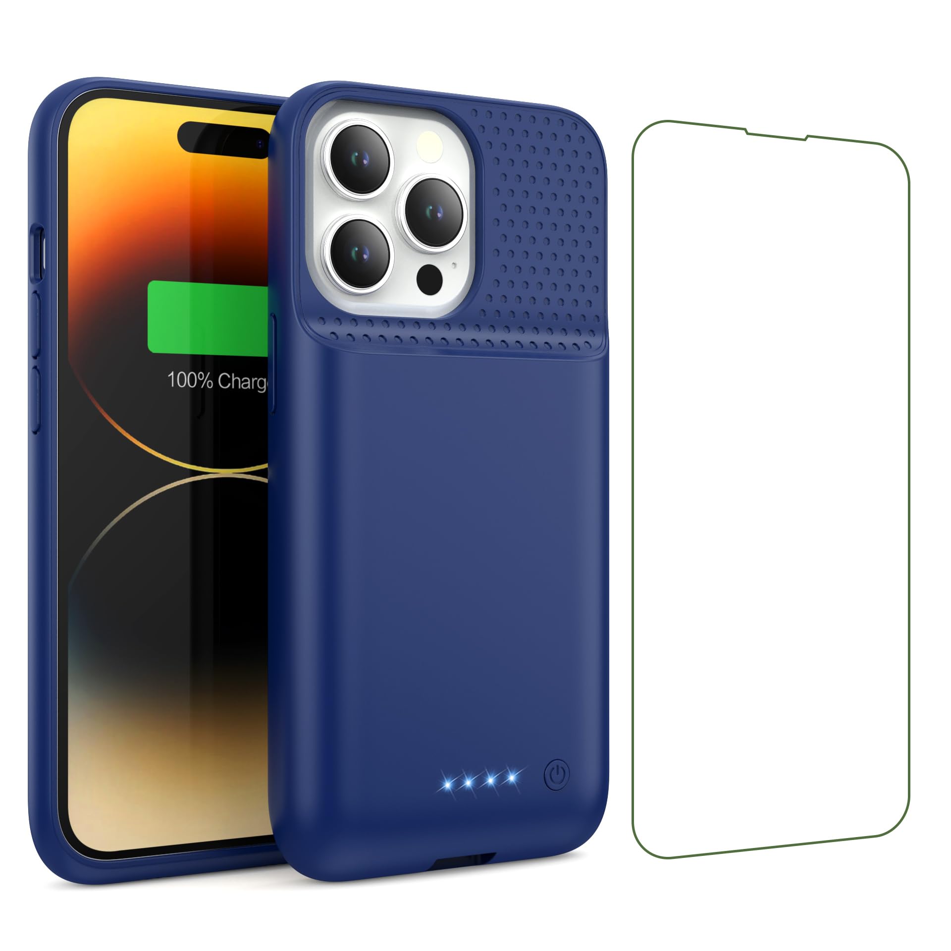 7500mAh Ultra-Slim iPhone 13/13 Pro/14 Battery Case - Protective Charging Cover with Portable Rechargeable Power Bank (Blue) | Perfect for Travel, Outdoor Activities & Emergency Charging