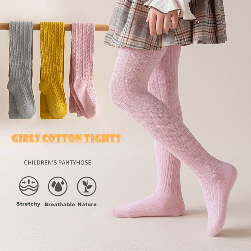 Bafeicao 3/4/5 Pack Baby Girls Cable Knit Tights - Soft Cotton Leggings & Stockings for Toddlers - Perfect for Winter, Playdates & School Outfits