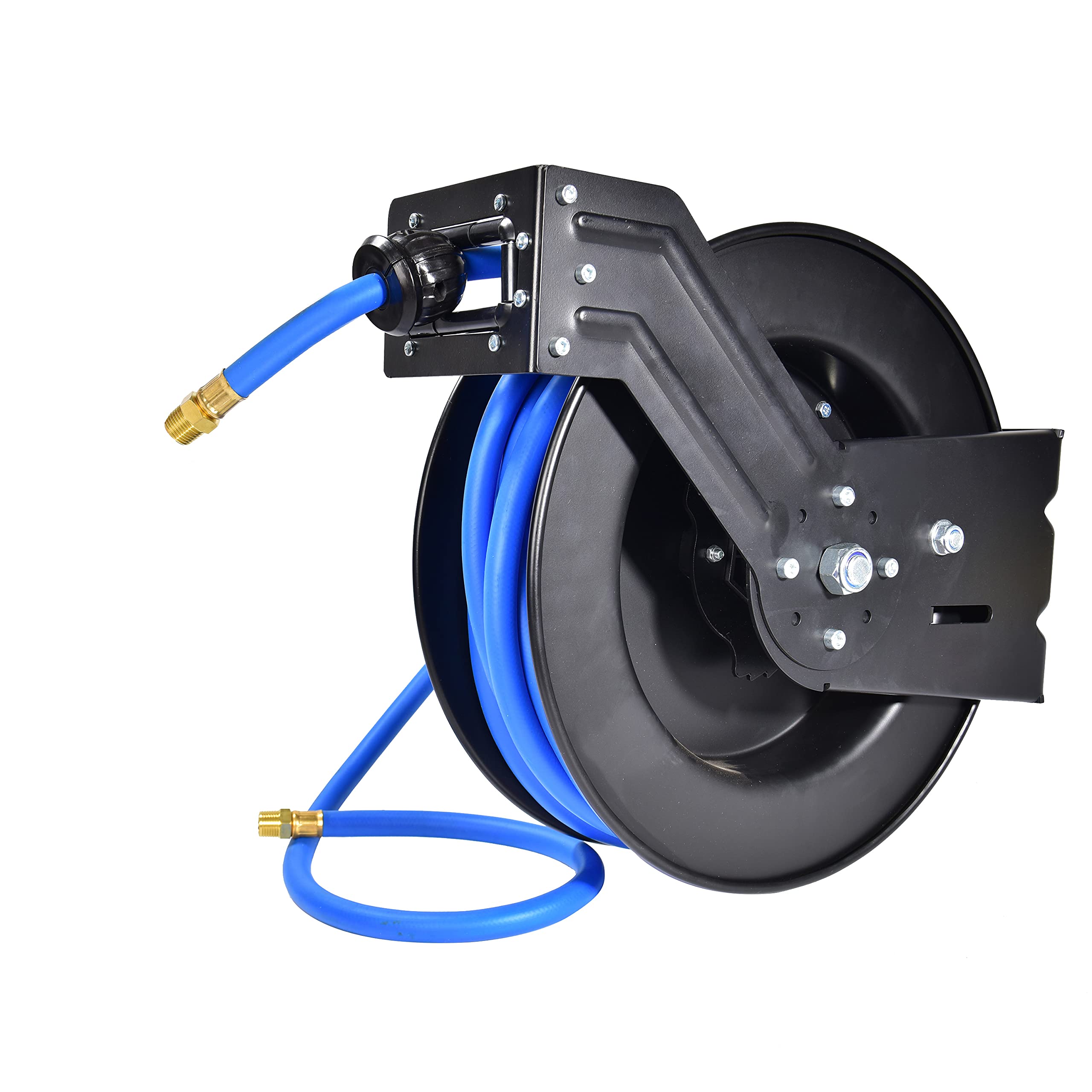 AE40 Heavy Duty Retractable Hose Reel with 50FT Automatic Air Hose - Industrial Steel Wall Mount Reel with 1/2