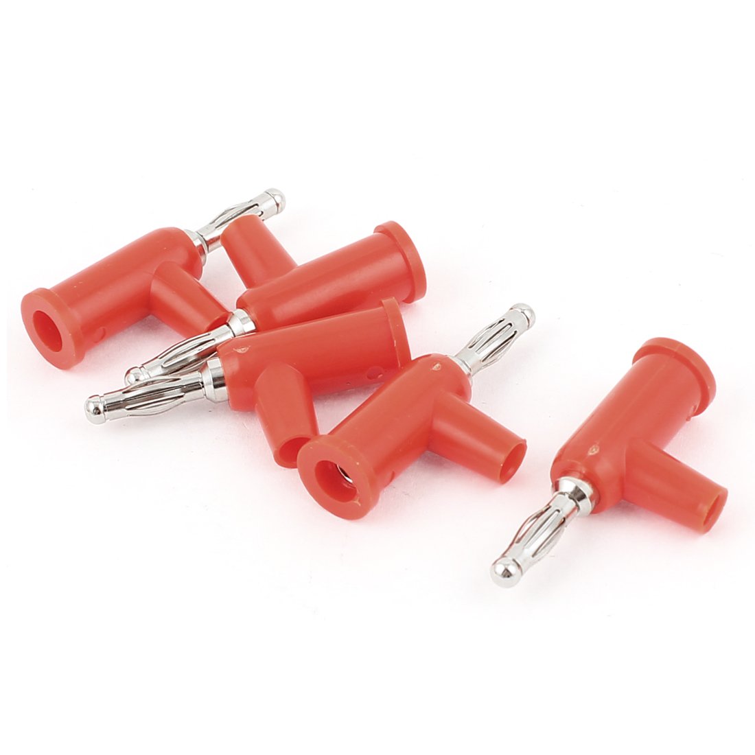 5pcs Red Banana Jack Socket Connectors - Tee Shape Audio Speaker Wire Cable Adapters for Home Theater, Studio & DIY Audio Setup