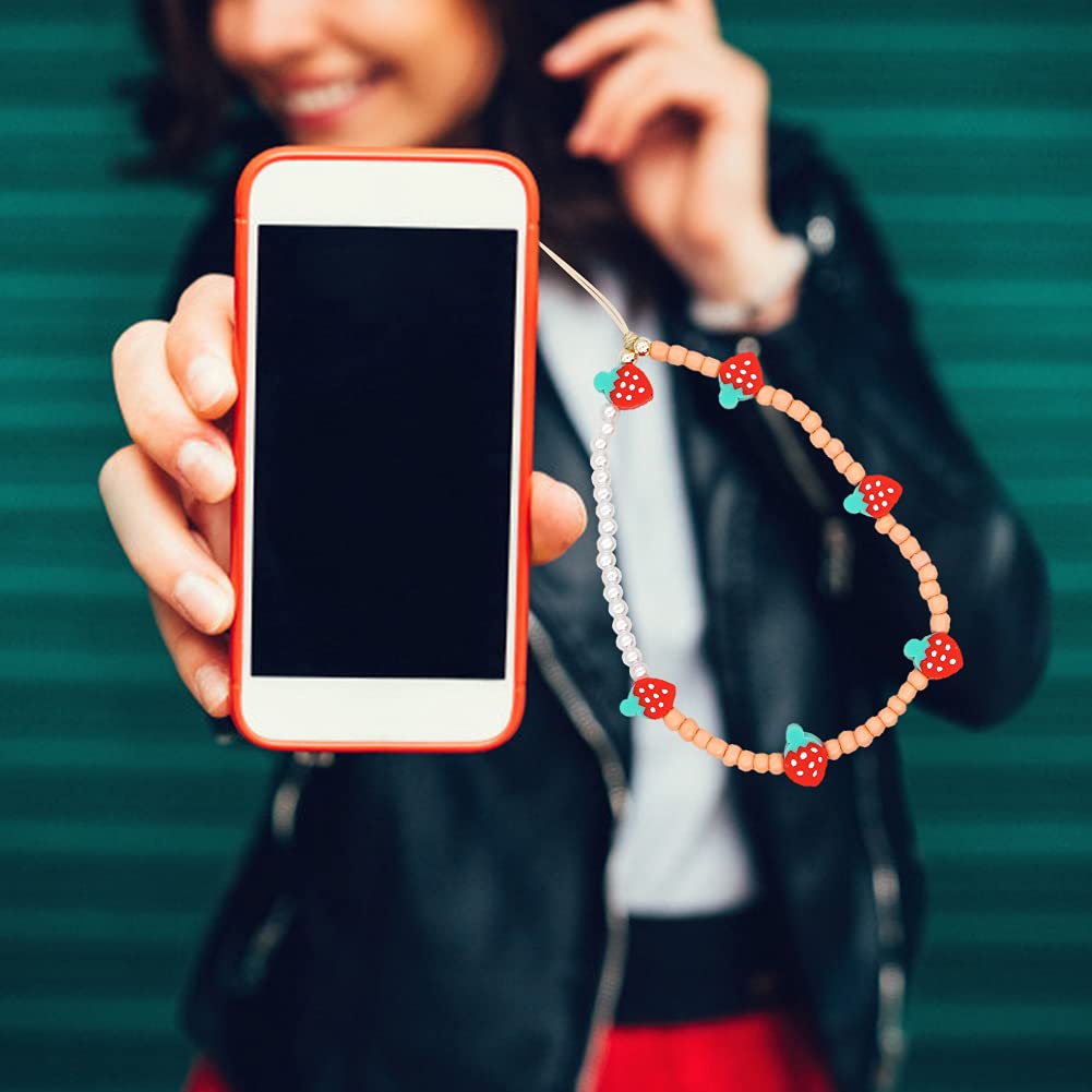 Kawaii Pearl Butterfly Acrylic Beaded Phone Lanyard - Anti-Lost Boho Phone Chain Wrist Strap for iPhone Samsung - Perfect for Teens, Girls, Festival & Party Accessories