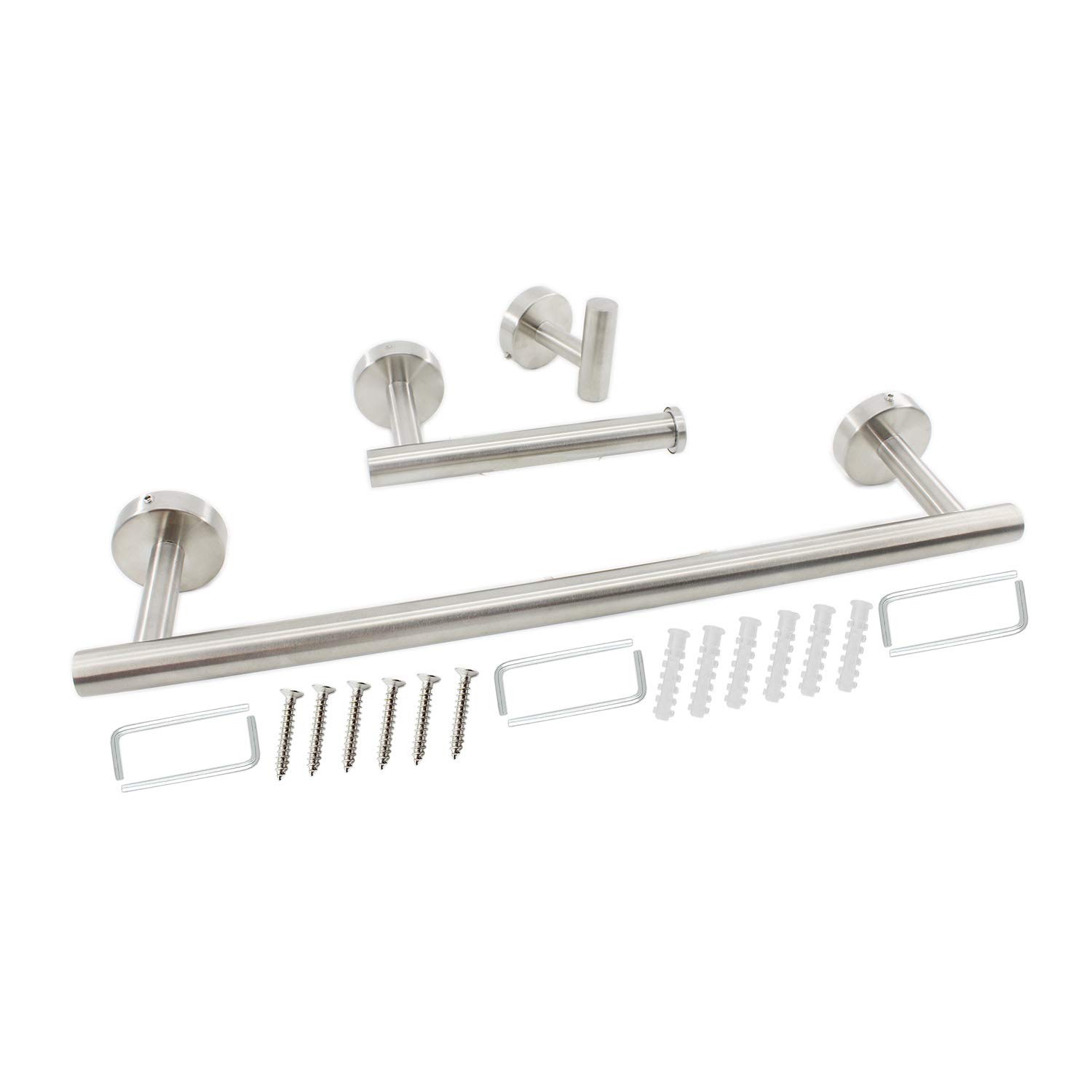 ULIFESTAR 16 Inch Stainless Steel Bathroom Hardware Set - 3 Piece Wall Mounted Towel Bar Rack, Toilet Paper Holder & Robe Hook - Heavy Duty Silver Bathroom Accessories for Towels & Storage - Perfect for Modern Bathrooms & Spa Style Decor