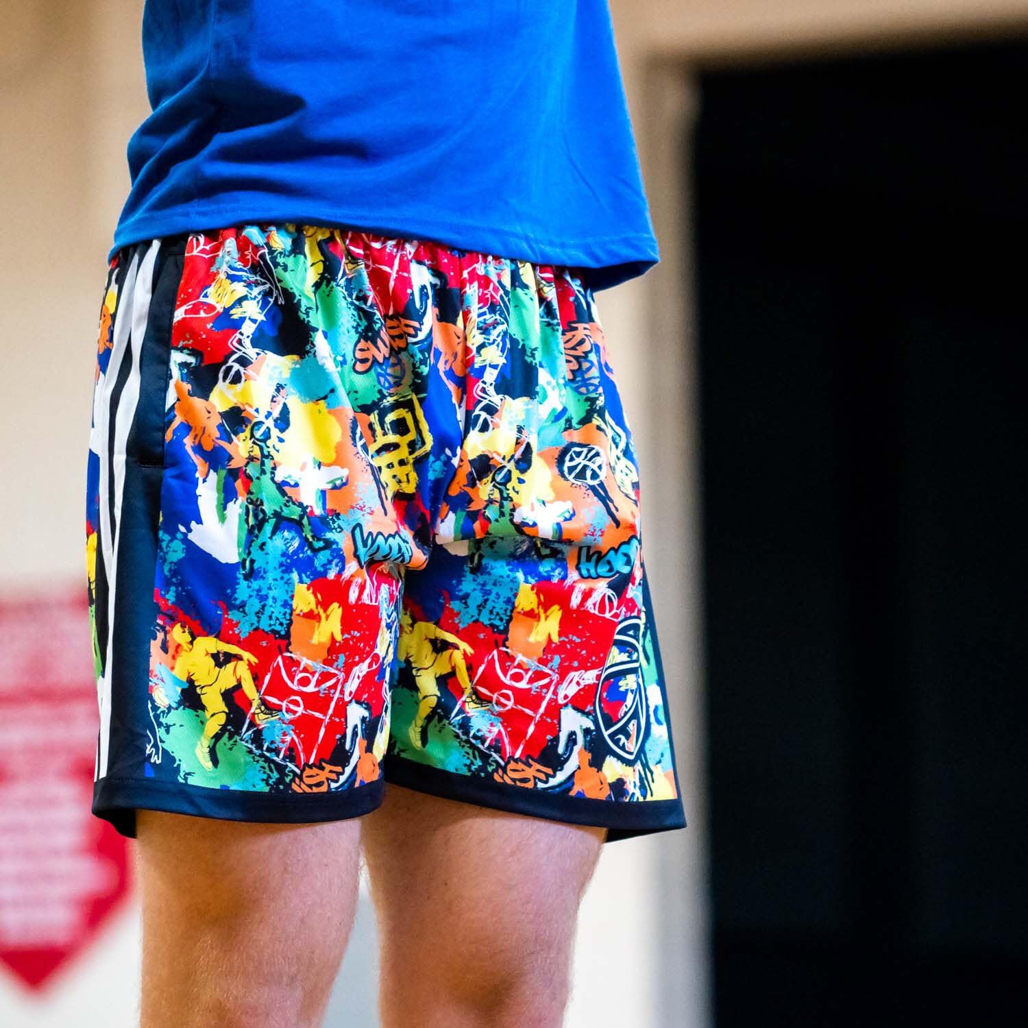 ChalkTalkSPORTS Basketball Performance Shorts - Graffiti Print - Youth & Adult Sizes - Breathable Athletic Shorts for Men & Boys - Perfect for Basketball Games, Training, and Gym Workouts