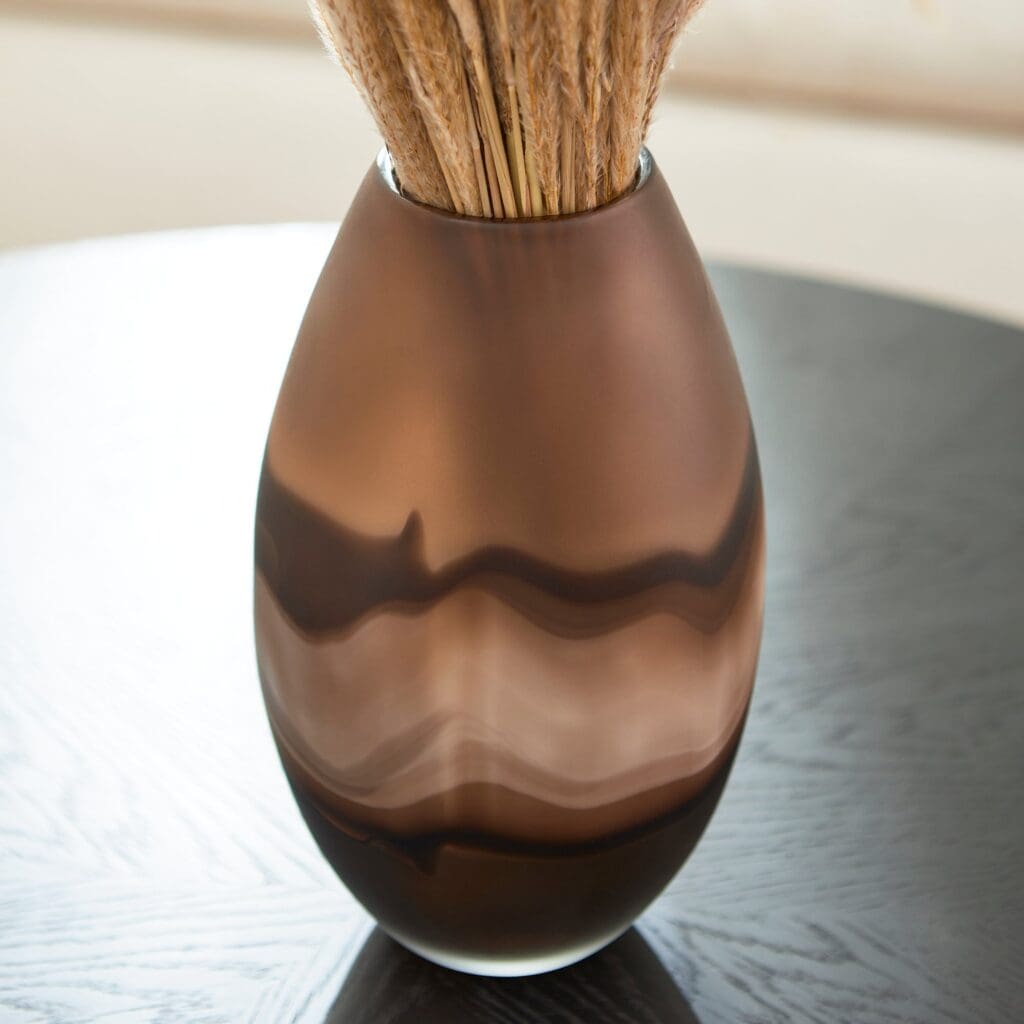 Cyan Design 10479 Nina Vase - Amber Swirl Small Glass Vase for Home Decor, Wedding Centerpiece, Tabletop Display & Floral Arrangements