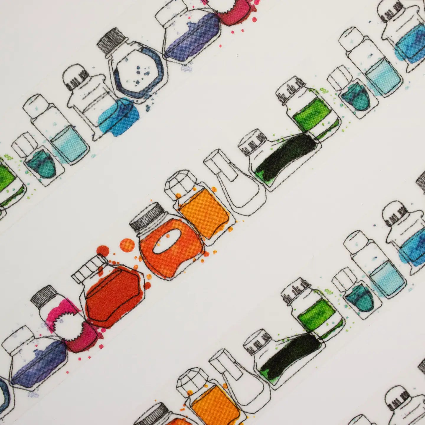 Inky Dreams Ink Bottle Washi Tape - Decorative Japanese Paper Tape for Scrapbooking, Journaling, DIY Crafts & Gift Wrapping