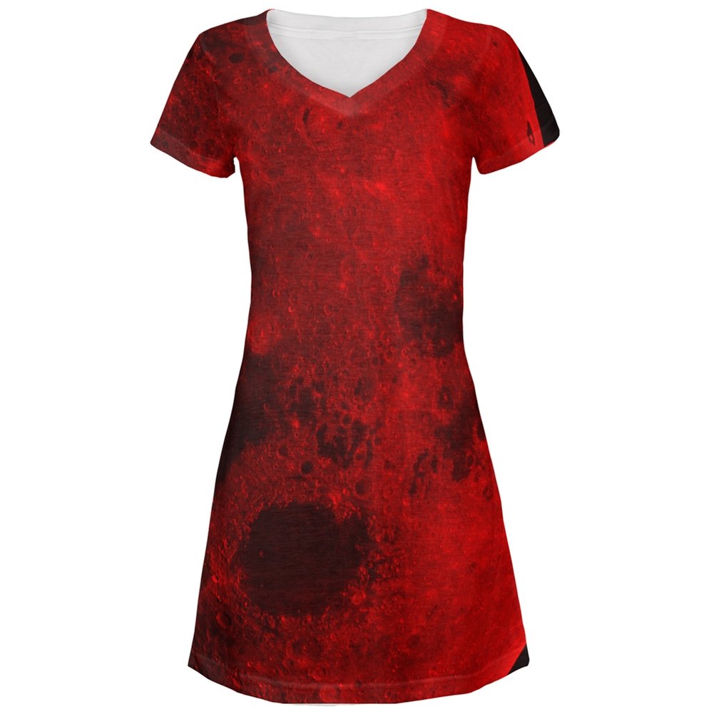 Halloween Blood Moon Print Cover-Up Beach Dress for Juniors - Perfect for Pool Parties, Costume Events & Summer Vacations