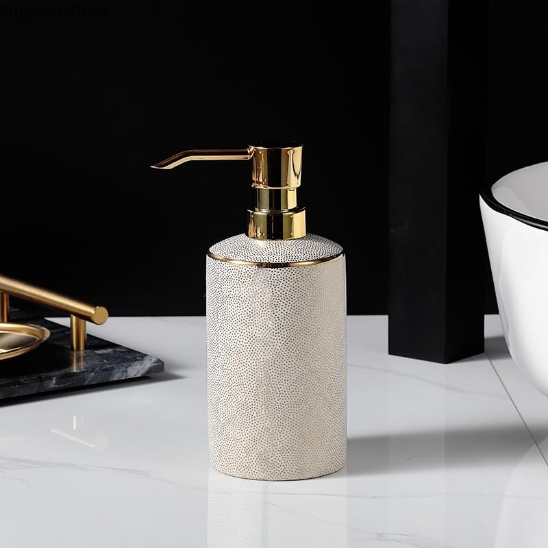 Premium Ceramic Bathroom Accessories Set - Toothbrush Holder, Lotion Dispenser & Soap Dish (4-Piece) for Modern Home & Spa Decor