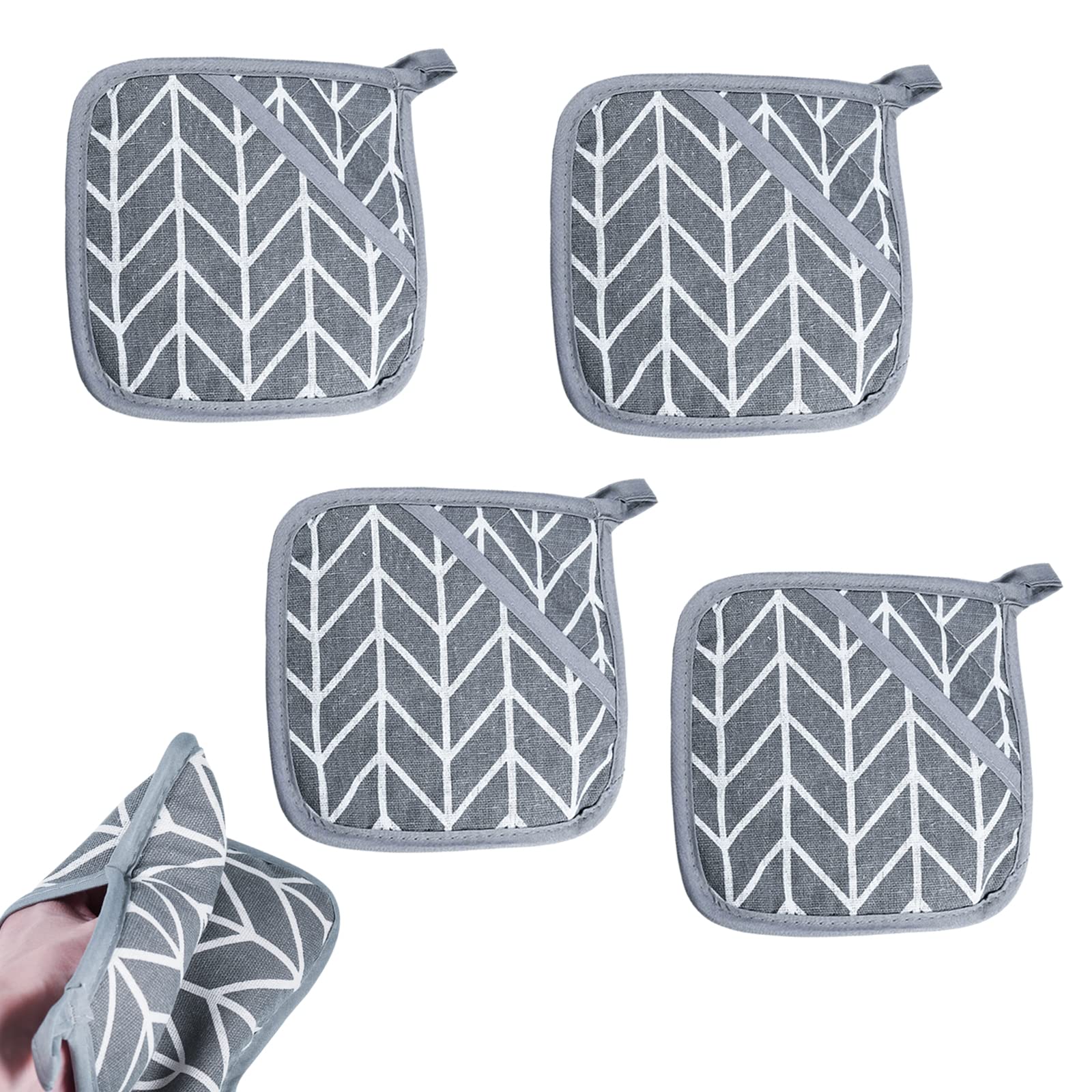 4-Pack Heat Resistant Mini Silicone Pot Holders with Pockets - Oven Gloves & Hot Pads for Small Hands - Perfect for Baking, Cooking, Hot Pot & Kitchen Safety (Black)