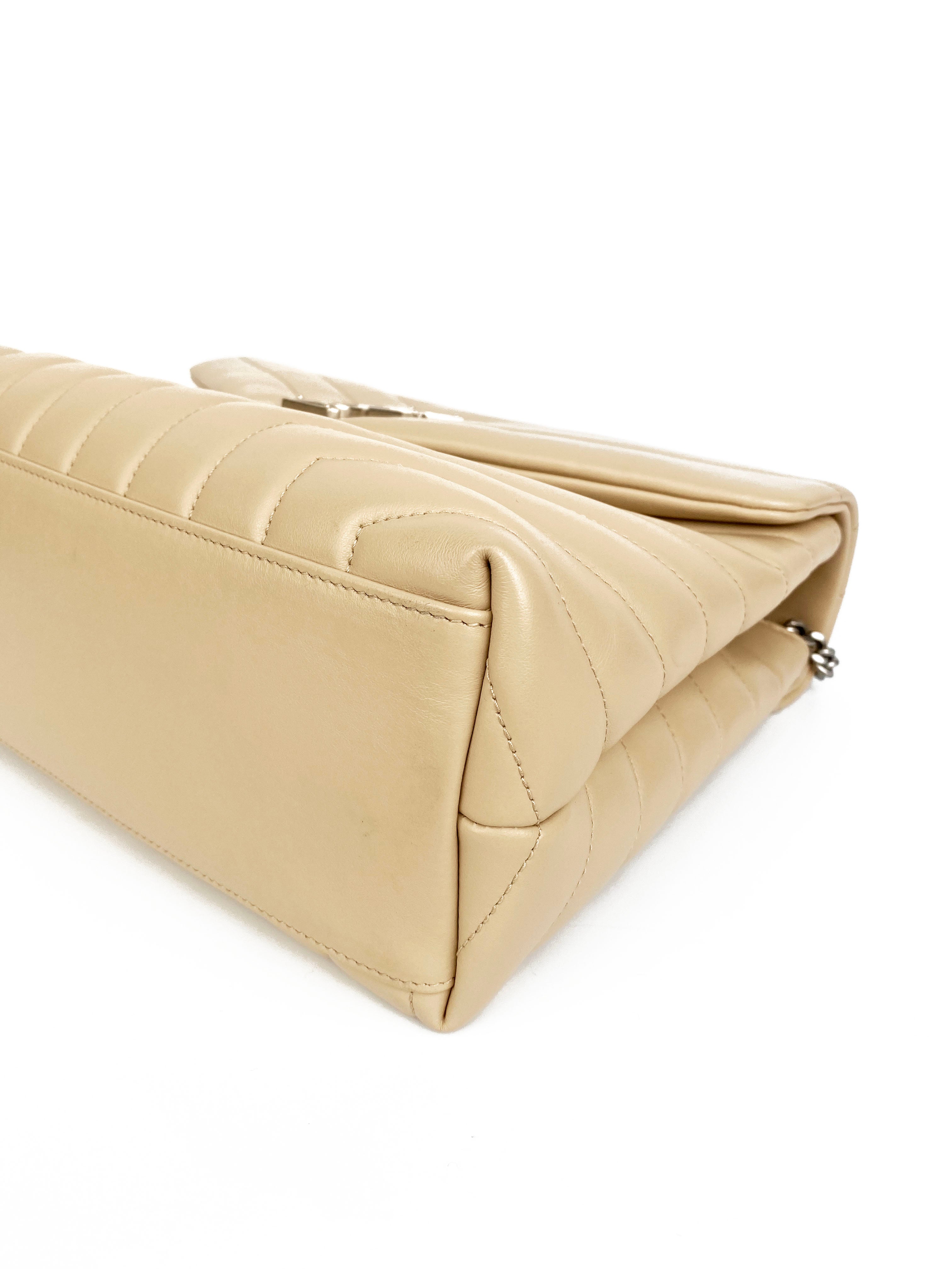 Saint Laurent Medium Beige Loulou Bag - Luxury Designer Shoulder Handbag for Women | Perfect for Work, Evening Events & Everyday Use