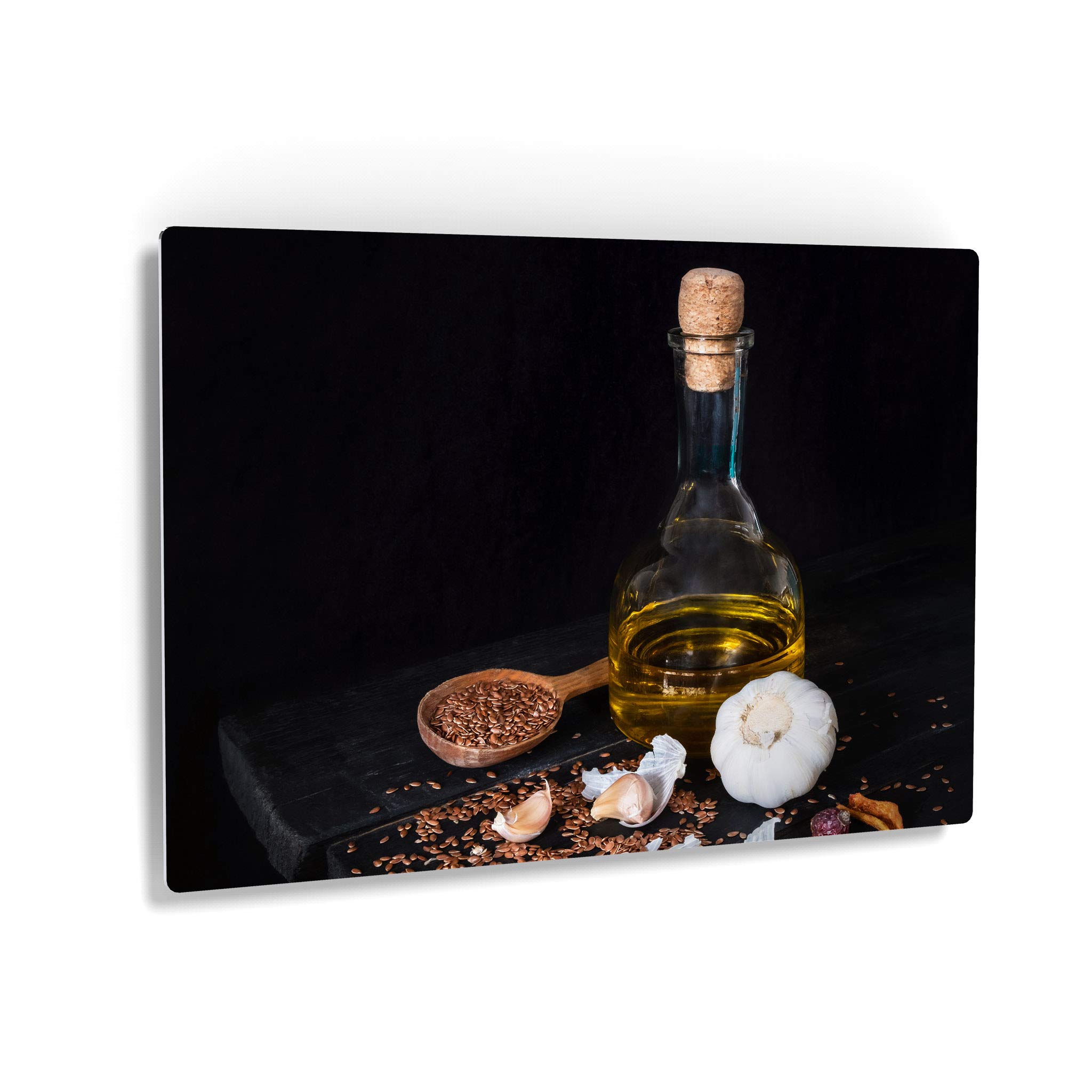 Olive Oil Garlic & Sesame Seeds Metal Wall Art Print - 30x40 Inch Kitchen Decor for Restaurant, Cafe & Farmhouse - Modern Housewarming Gift Made in USA | Perfect for Dining Room & Culinary-Themed Spaces