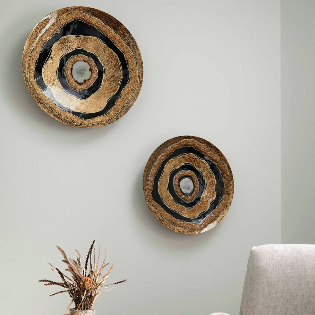 Skipping Rocks Wall Decor - Gold & Black Large Metal Art Panel by Cyan Design | Modern Home & Office Wall Art for Living Room, Bedroom, Dining Area