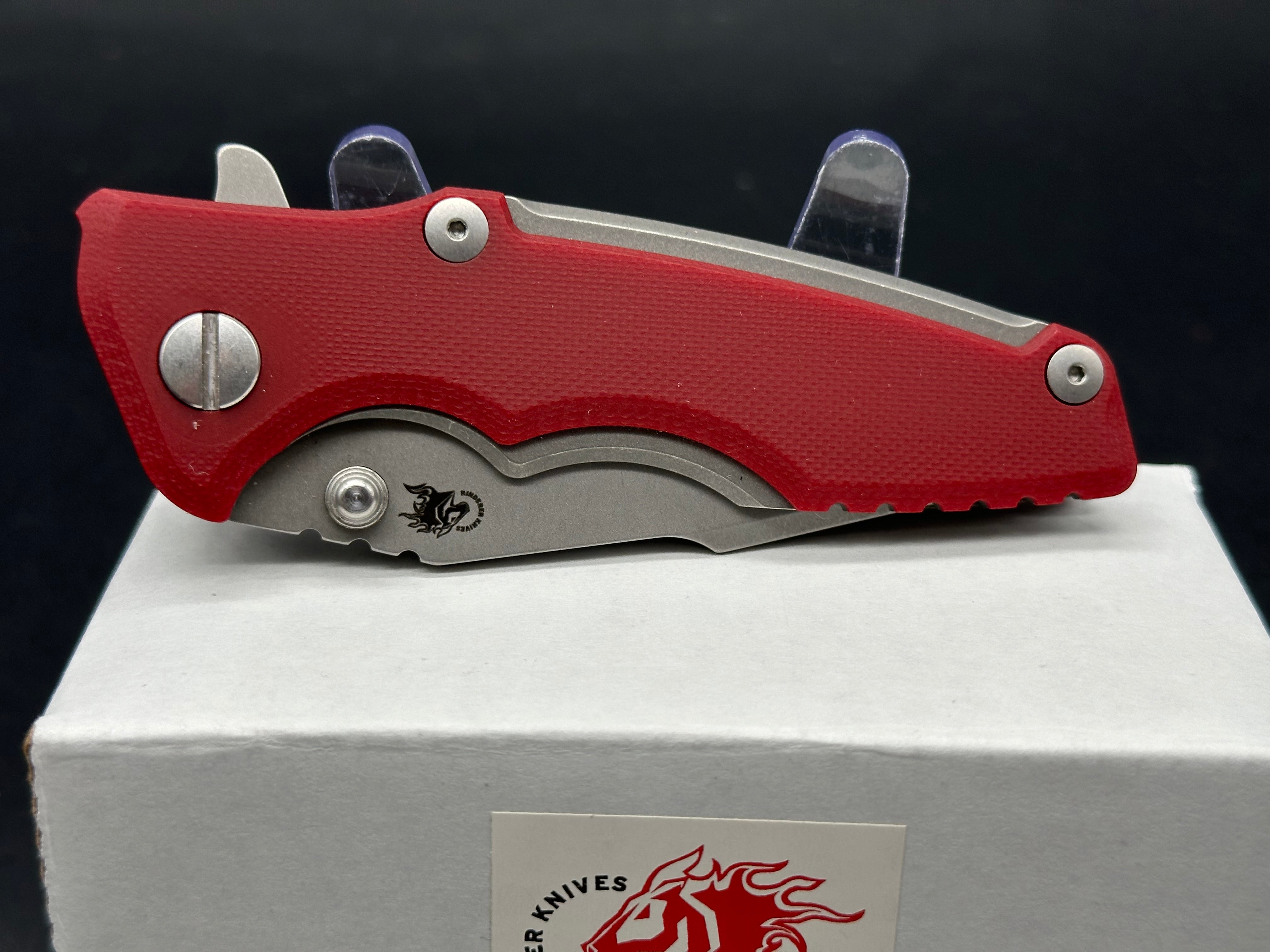 Hinderer Eklipse 3.0 Harpoon Spanto Folding Knife - Red G10 Handle - EDC Pocket Knife for Outdoor, Camping & Everyday Carry