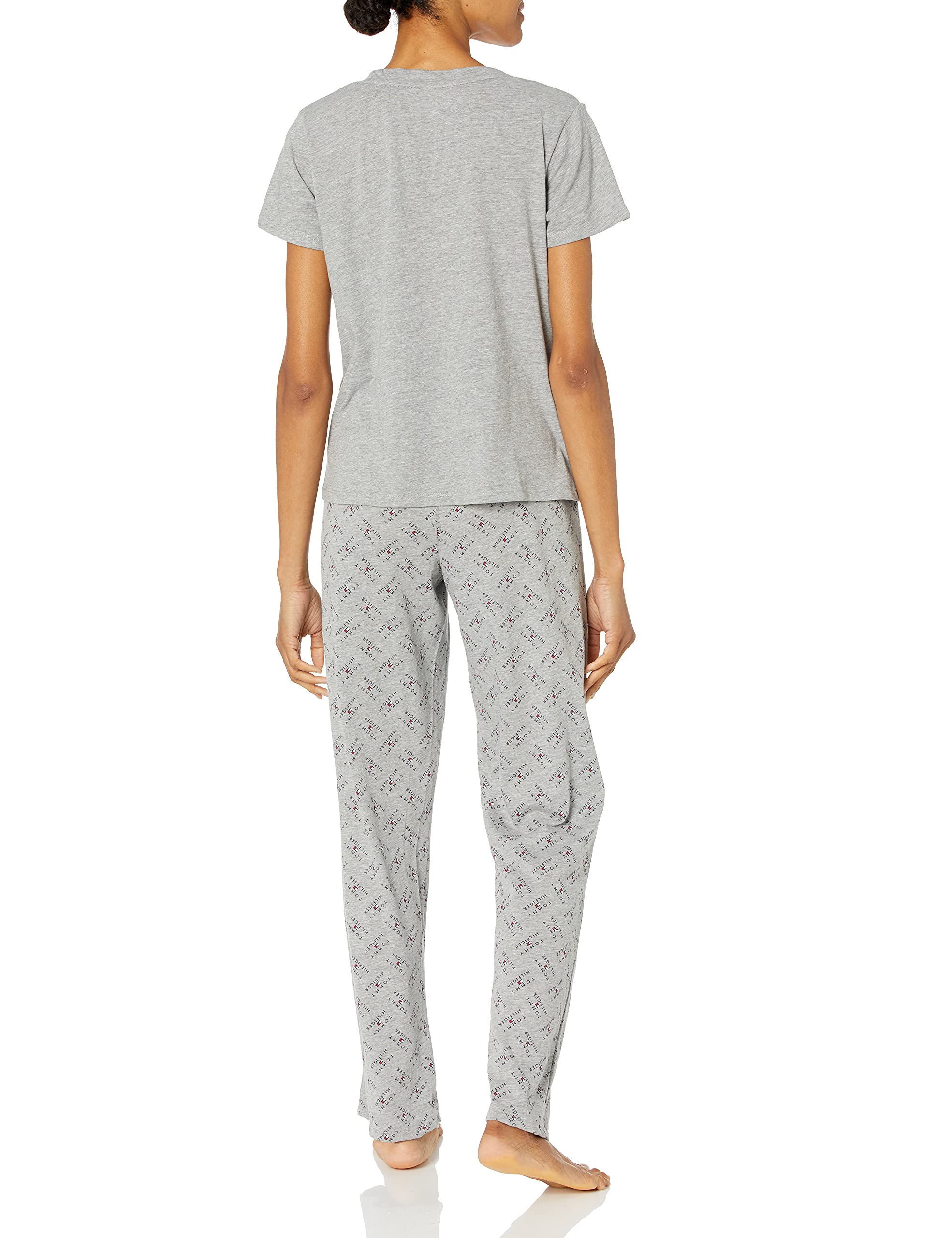 Tommy Hilfiger Women's Lounge Pajama Set - Soft Cotton Top & Logo Pants for Comfortable Sleepwear & Relaxation at Home