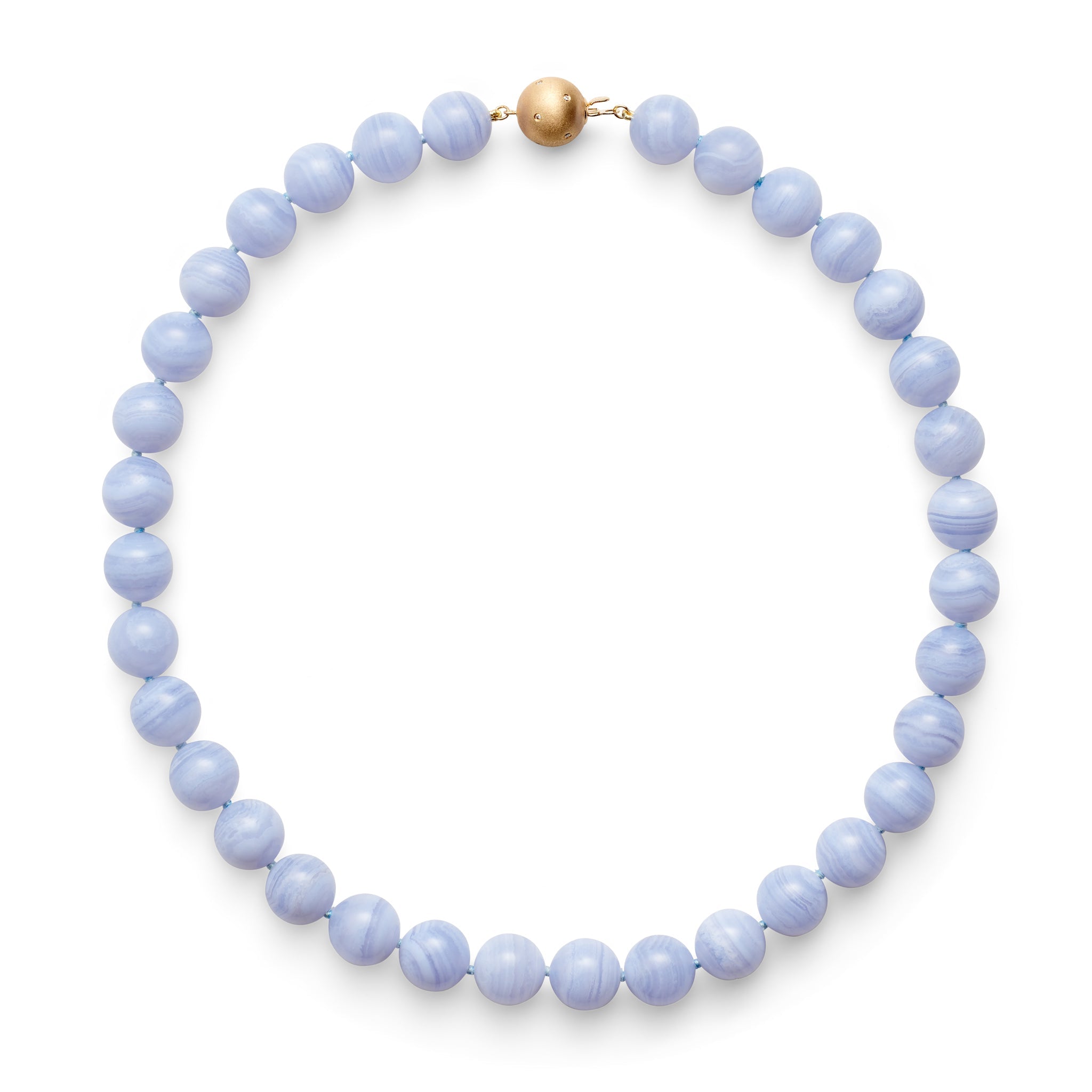 12mm Blue Lace Agate & Gold Plated Necklace for Women - Elegant Healing Crystal Jewelry Gift for Birthday, Wedding & Spiritual Protection