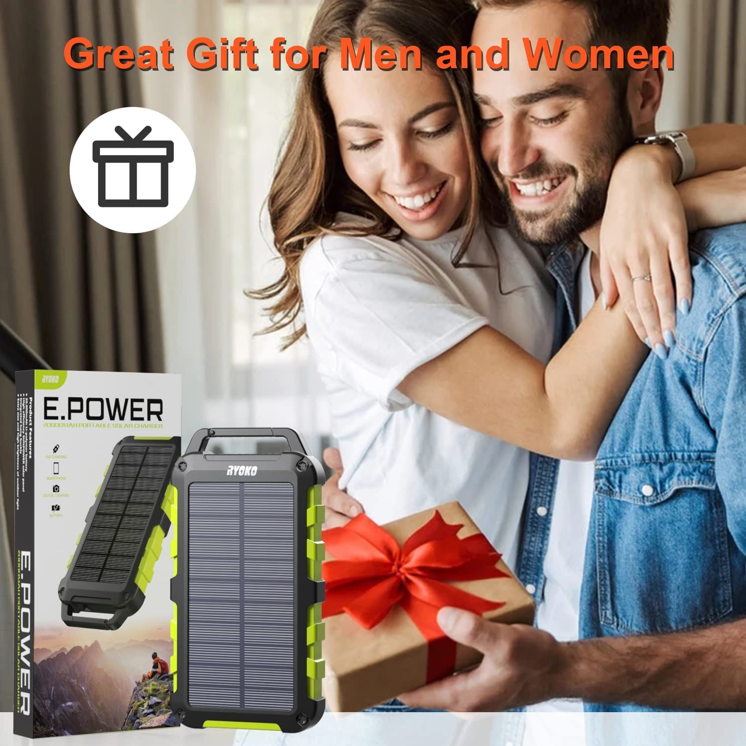 26800mAh Solar Charger Power Bank - Portable Waterproof External Battery with 2 USB Ports & USB-C Input | Fast Charging for Phones, Laptops | Perfect for Camping, Hiking & Emergency Power Backup
