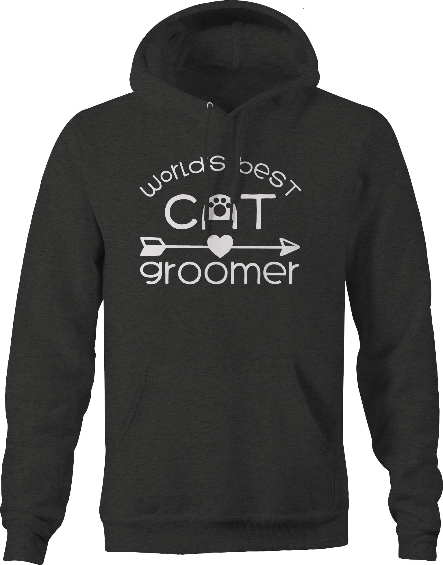 Funny Cat Groomer Hoodie - Paw Print Heart Design for Pet Lovers - Dark Grey