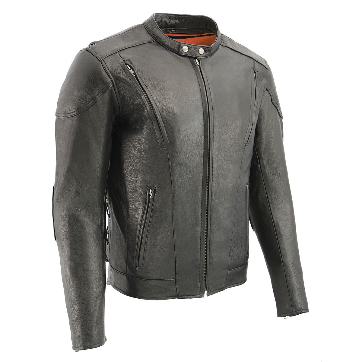 Milwaukee Leather SH1010 Men's Black Vented Scooter Motorcycle Jacket with Side Laces - Perfect for Riding, Commuting & Casual Wear