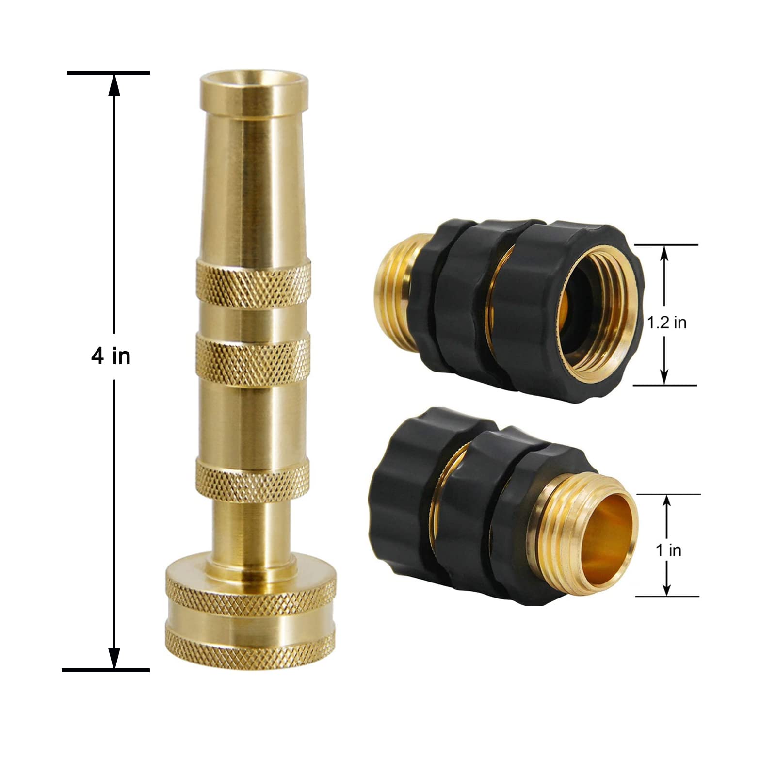 Heavy Duty Solid Brass Quick Connect Garden Hose Nozzle - 4