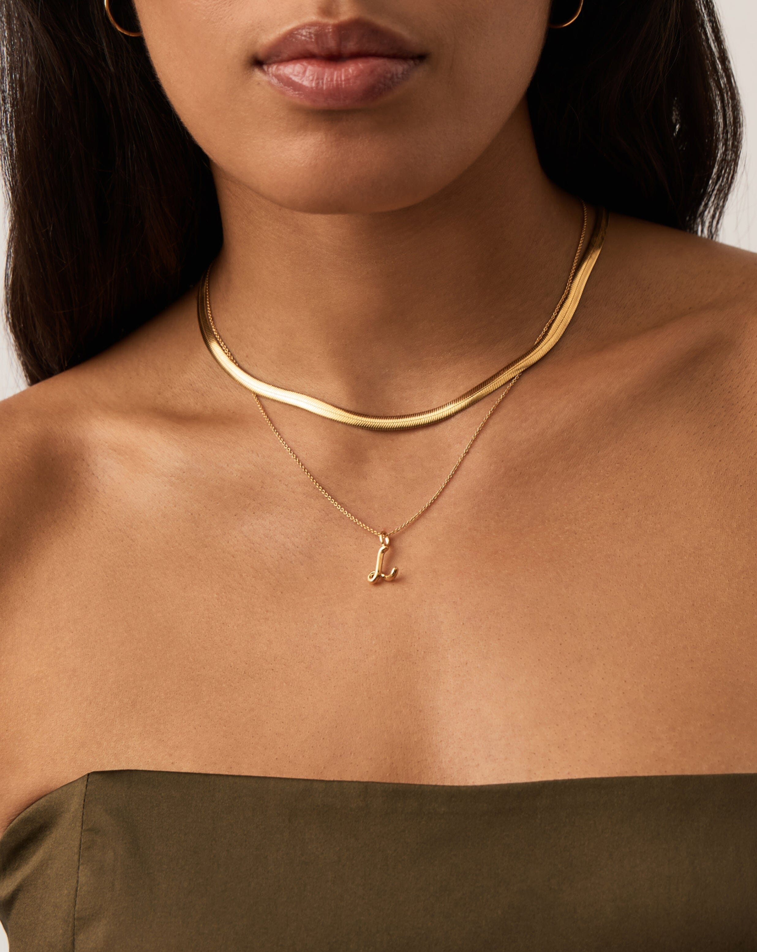 18k Gold Vermeil Curly Molten Mini Initial Necklace - Personalized Name Letter Pendant for Women, Gift for Her, Birthday, Anniversary, Valentine's Day
