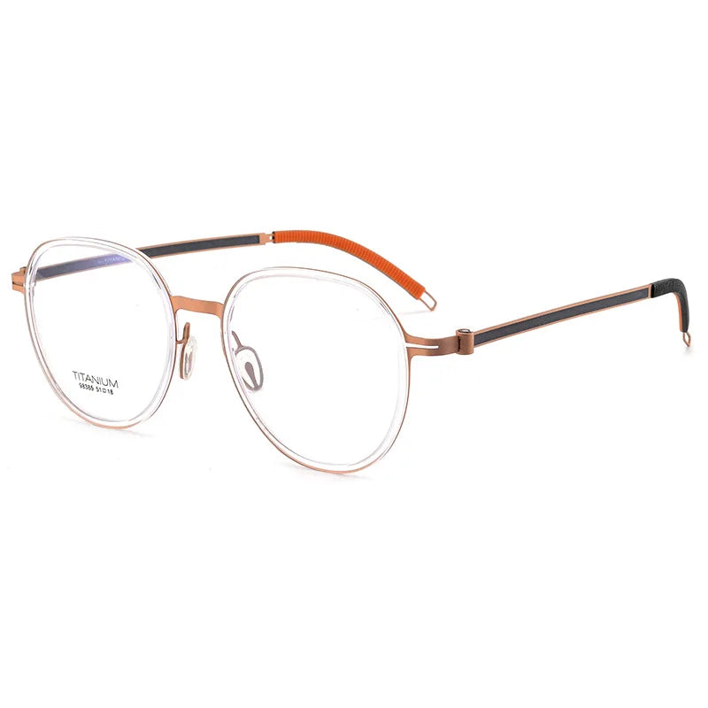 CCspace Unisex Full Rim Round Titanium Eyeglasses 57284 - Lightweight Durable Frame for Men & Women - Perfect for Reading, Work & Fashion Accessories