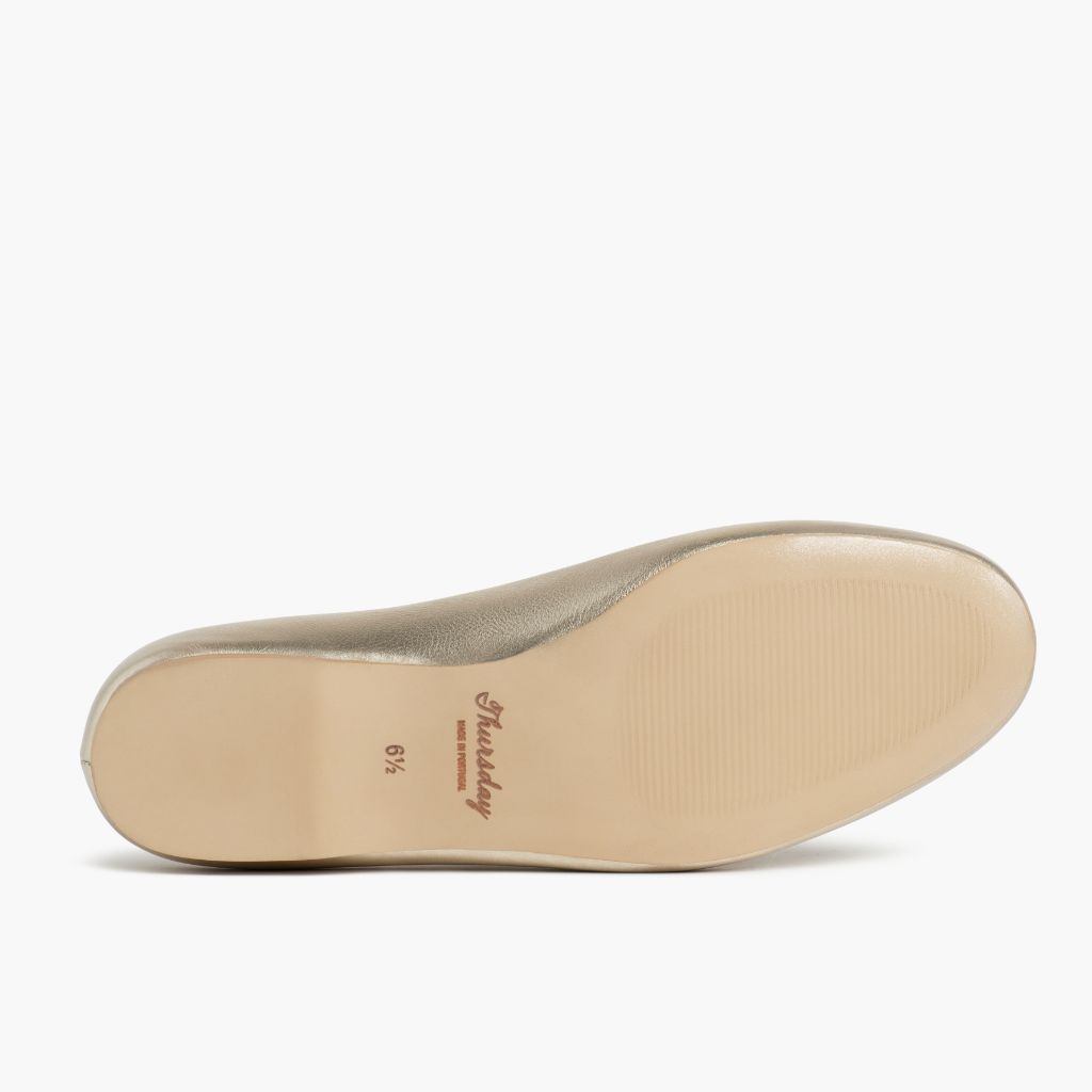 Women's Gold Scrunch Ballet Flats - Comfortable Foldable Slip-On Shoes for Casual Wear, Work & Travel