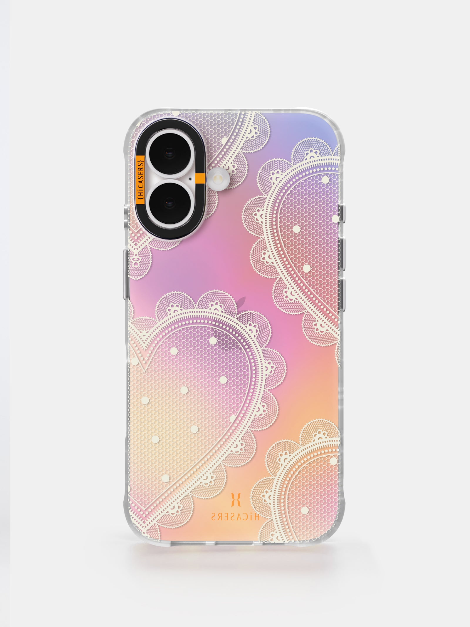 Iridescent Pink Lace Heart Phone Case - Elegant & Protective Cover for iPhone & Samsung (Perfect for Valentine's Day, Weddings & Romantic Gifts)