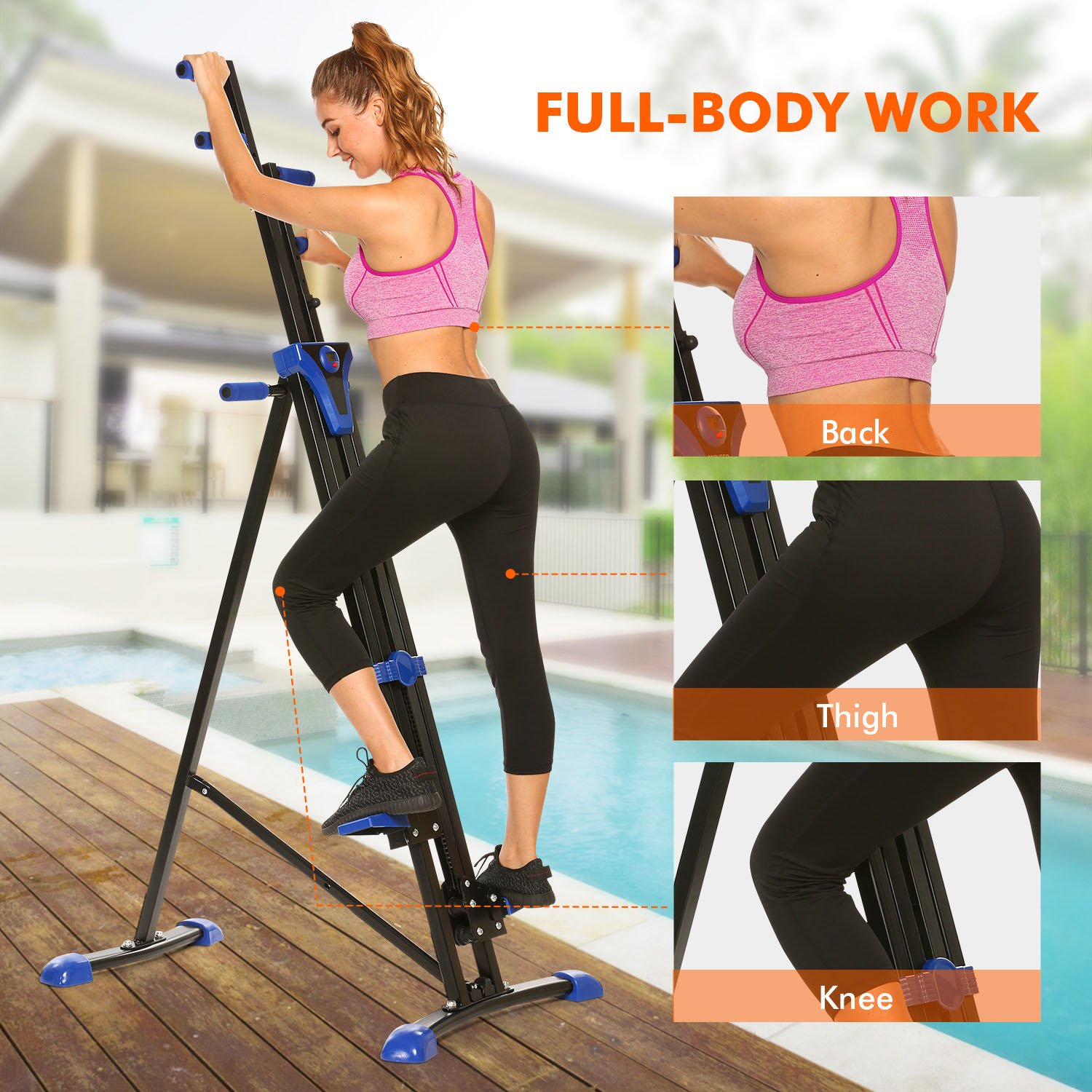 Upgraded Folding Vertical Climber Exercise Machine - 5-Level Resistance Stair Stepper for Full Body Workout, 350LB Capacity Home Gym Equipment | Perfect for Cardio, Weight Loss & Strength Training at Home