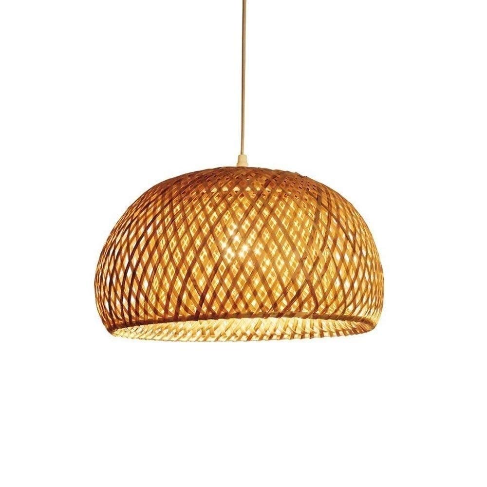 Handmade Woven Bamboo Chandelier - Rustic Farmhouse Ceiling Light with E27 Base - Wicker Pendant Lighting for Dining Room, Living Room, Kitchen Island & Restaurant Decor