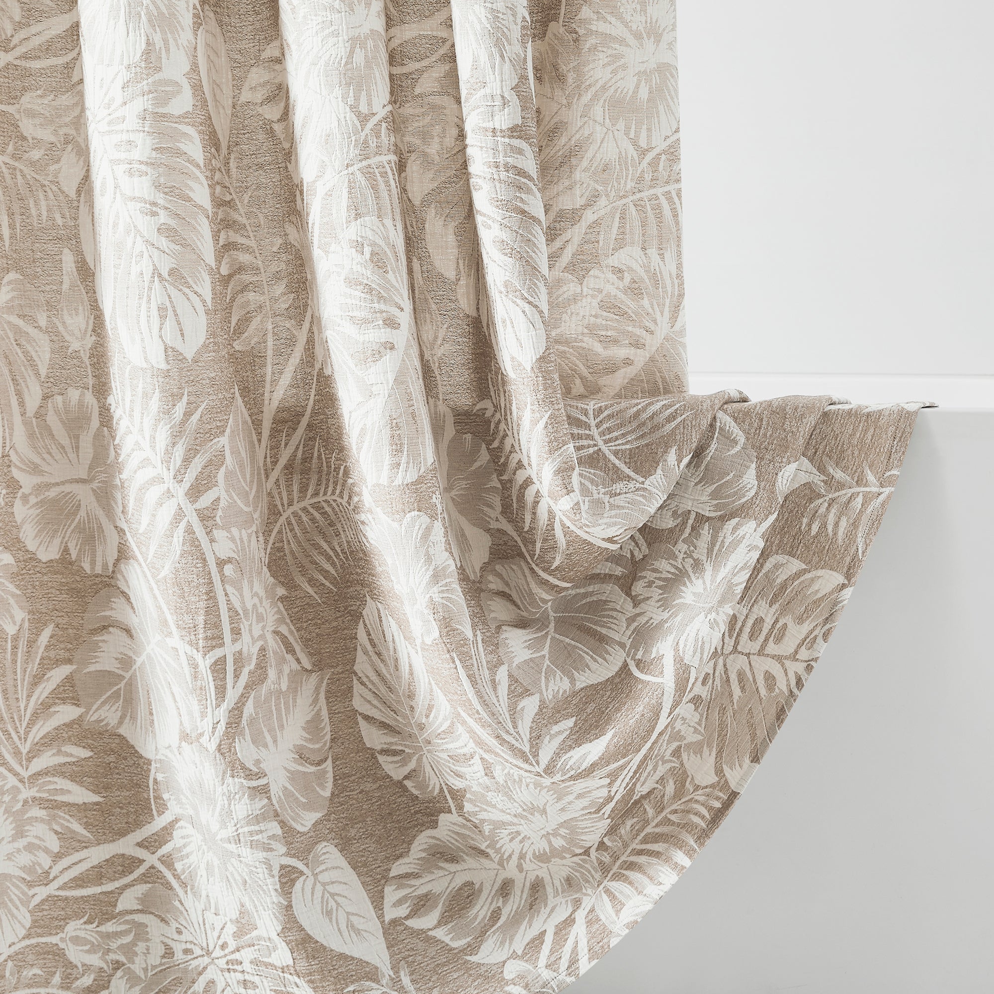 Bali Tropical Leaves Shower Curtain - Waterproof Bathroom Decor with Exotic Palm Leaf Design - Perfect for Beach House, Spa Bathroom & Boho Home Decor