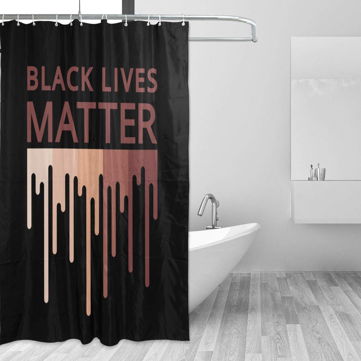 Black Lives Matter Shower Curtain - 72x72 Inch Waterproof Polyester Bathroom Decor with 12 Hooks - Modern Social Justice Home Decor for Bathroom, Dorm & Apartment