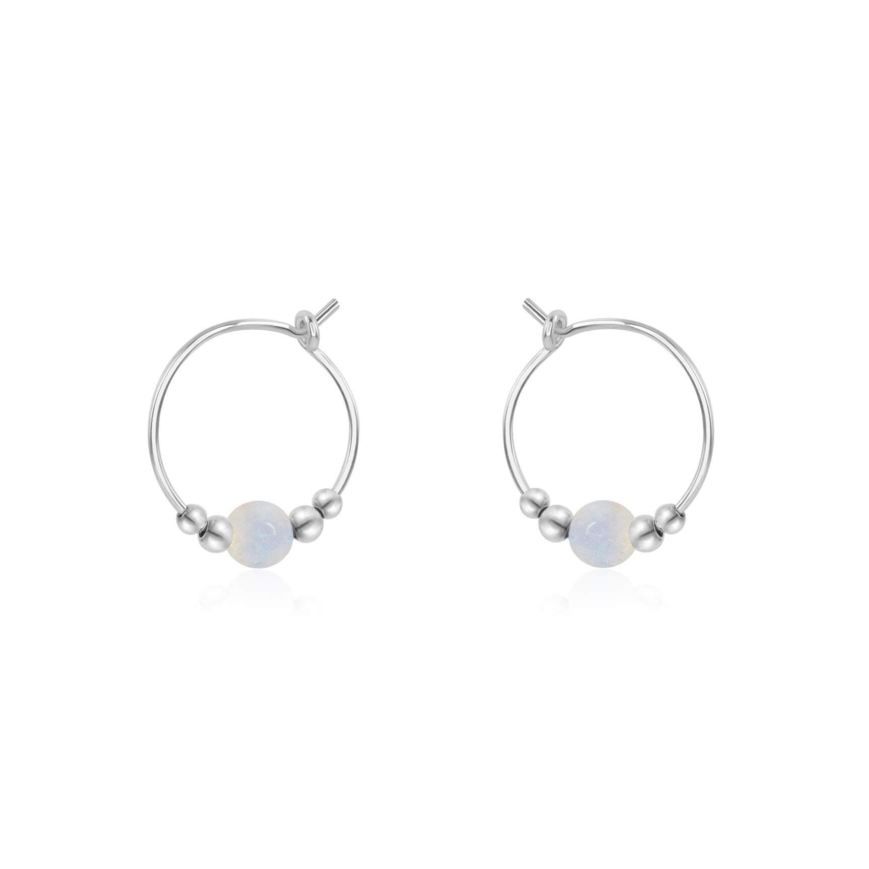 Rainbow Moonstone Beaded Hoop Earrings - Dainty & Elegant Jewelry for Women, Perfect for Everyday Wear, Parties & Special Occasions