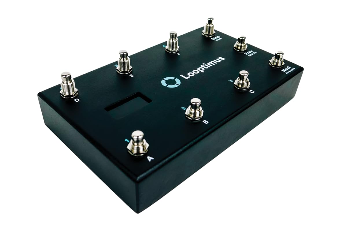 Looptimus USB MIDI Foot Controller for Guitar & Bass - Hands-Free Music Pedal for Live Performances & Studio Recording