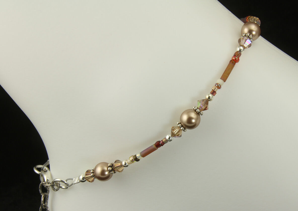 Topaz Almond Pearl Beaded Anklet - Elegant Bohemian Ankle Bracelet for Women | Perfect for Summer, Beach, Weddings & Boho Fashion