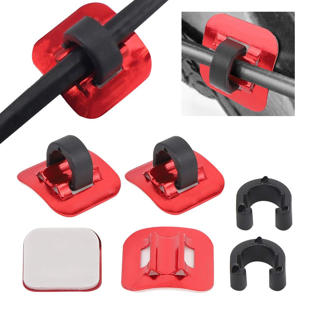4Pcs Red C Clips for Bike Brake Cables - Hose Clamps & Shifter Adapter