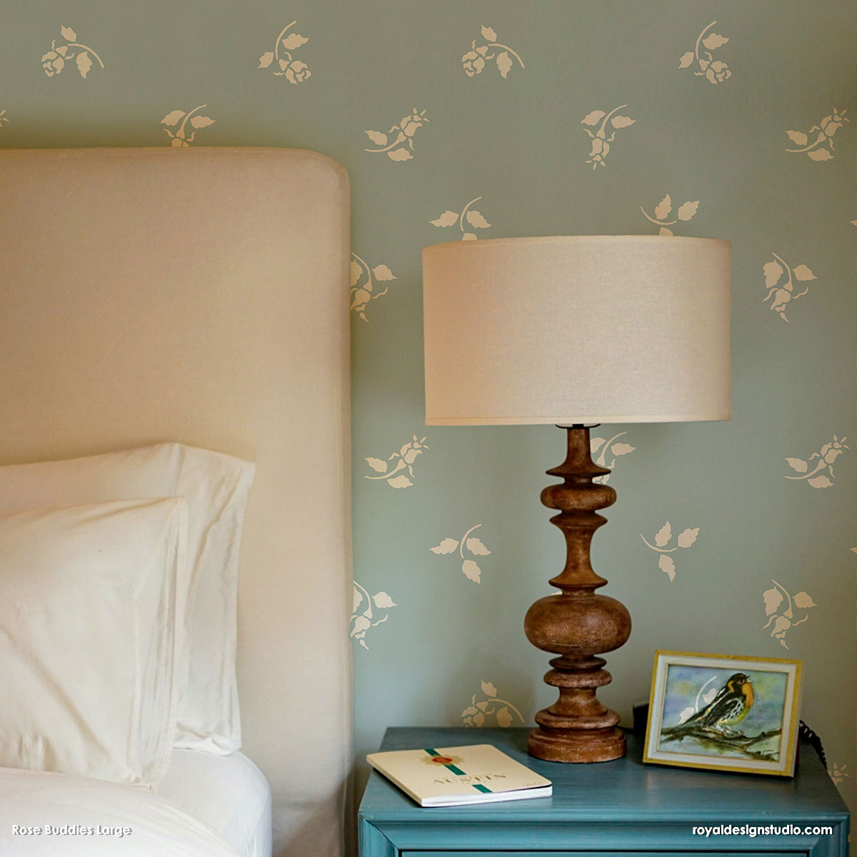 Rose Buddies Floral Stencil Set for Furniture & Wall Decor - DIY Home Painting & Craft Projects