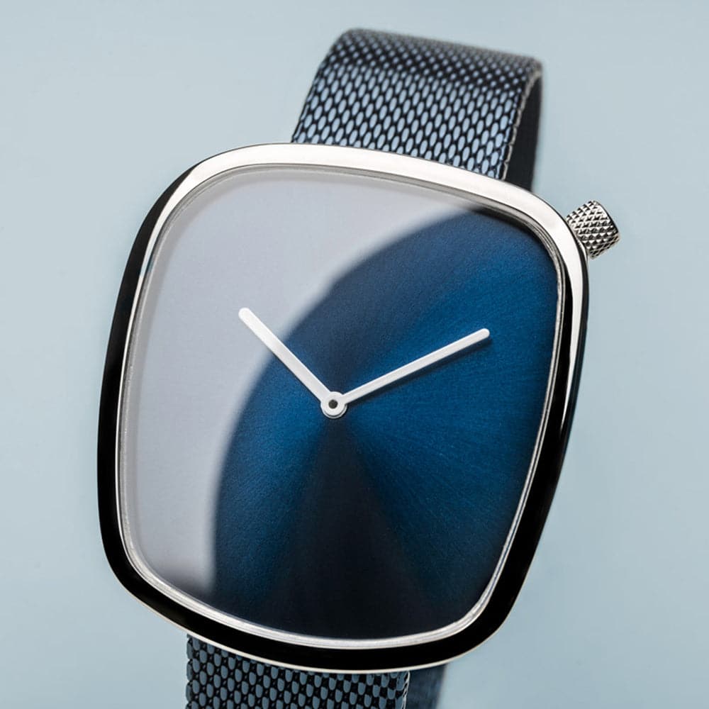 BERING 18040 307 Classic Brushed Blue Dial Men's Watch with Stainless Steel Mesh Band - Stylish & Durable for Business, Casual & Formal Occasions