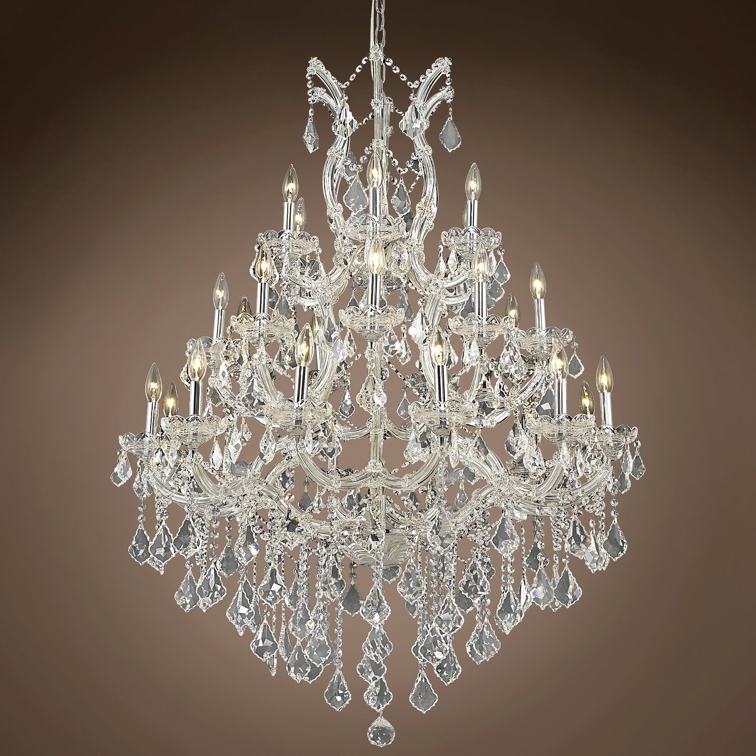 Maria Theresa 28-Light Chrome Chandelier with Swarovski Crystals - Elegant Dining Room Lighting