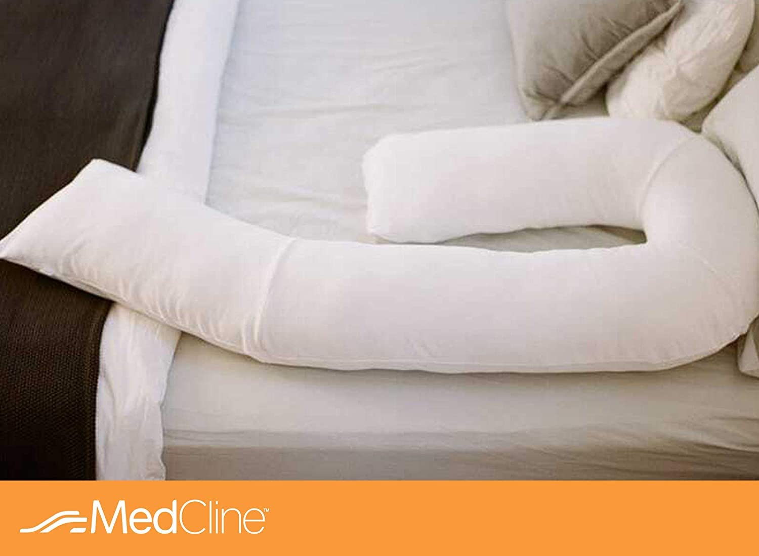 MedCline Therapeutic Full Length Body Pillow for Side Sleepers - Adjustable Shredded Memory Foam J-Shaped Pillow with Neck, Back & Hip Support - Removable Washable Cover (22